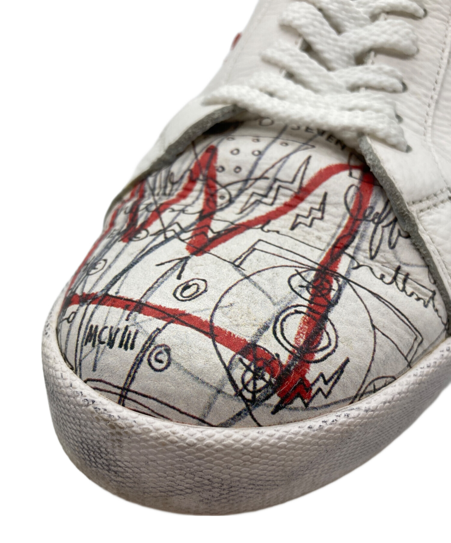 SANGACH スニーカー ホワイト グレー レッド 中古・古着通販】SANGACIO (サンガッチョ) BASQUIAT (バスキア) にゅ