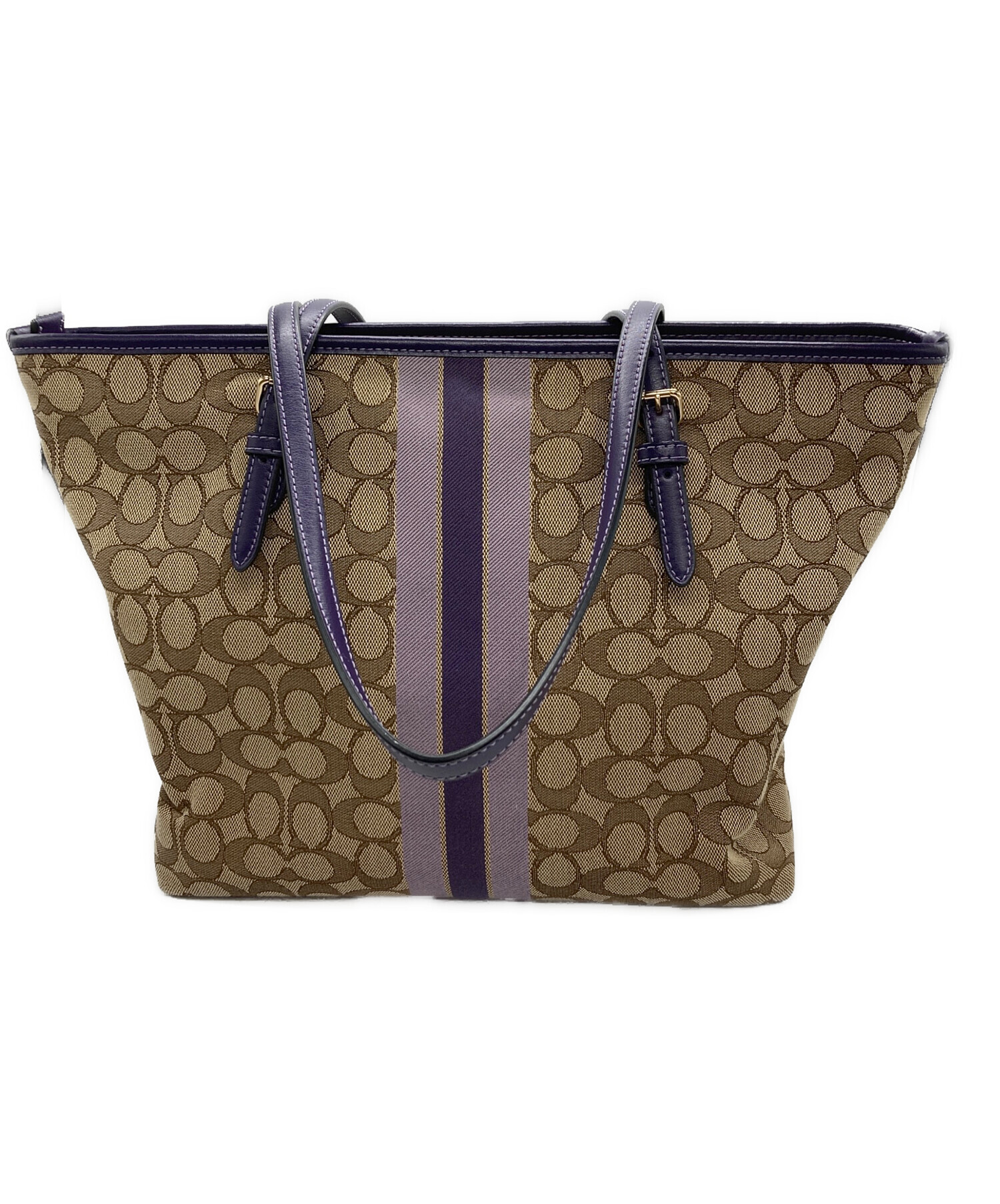 中古・古着通販】COACH (コーチ) トートバッグ ブラウン×パープル 