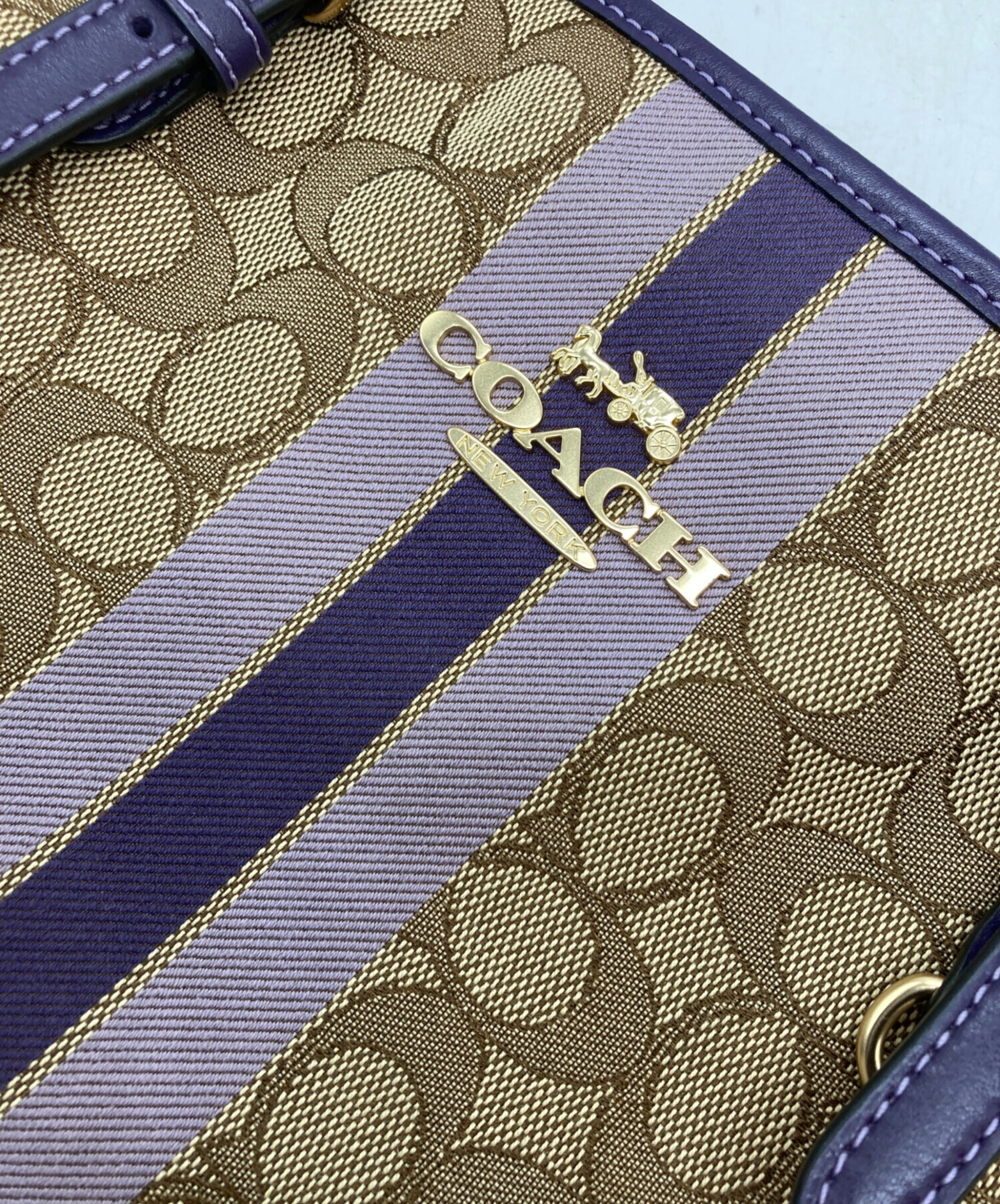 中古・古着通販】COACH (コーチ) トートバッグ ブラウン×パープル 