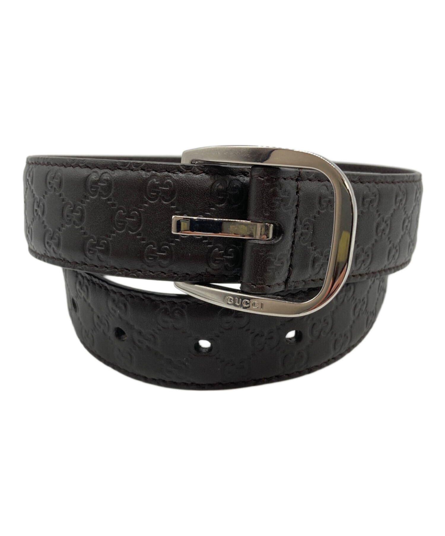 中古・古着通販】GUCCI (グッチ) レザーベルト ブラウン サイズ:75.30