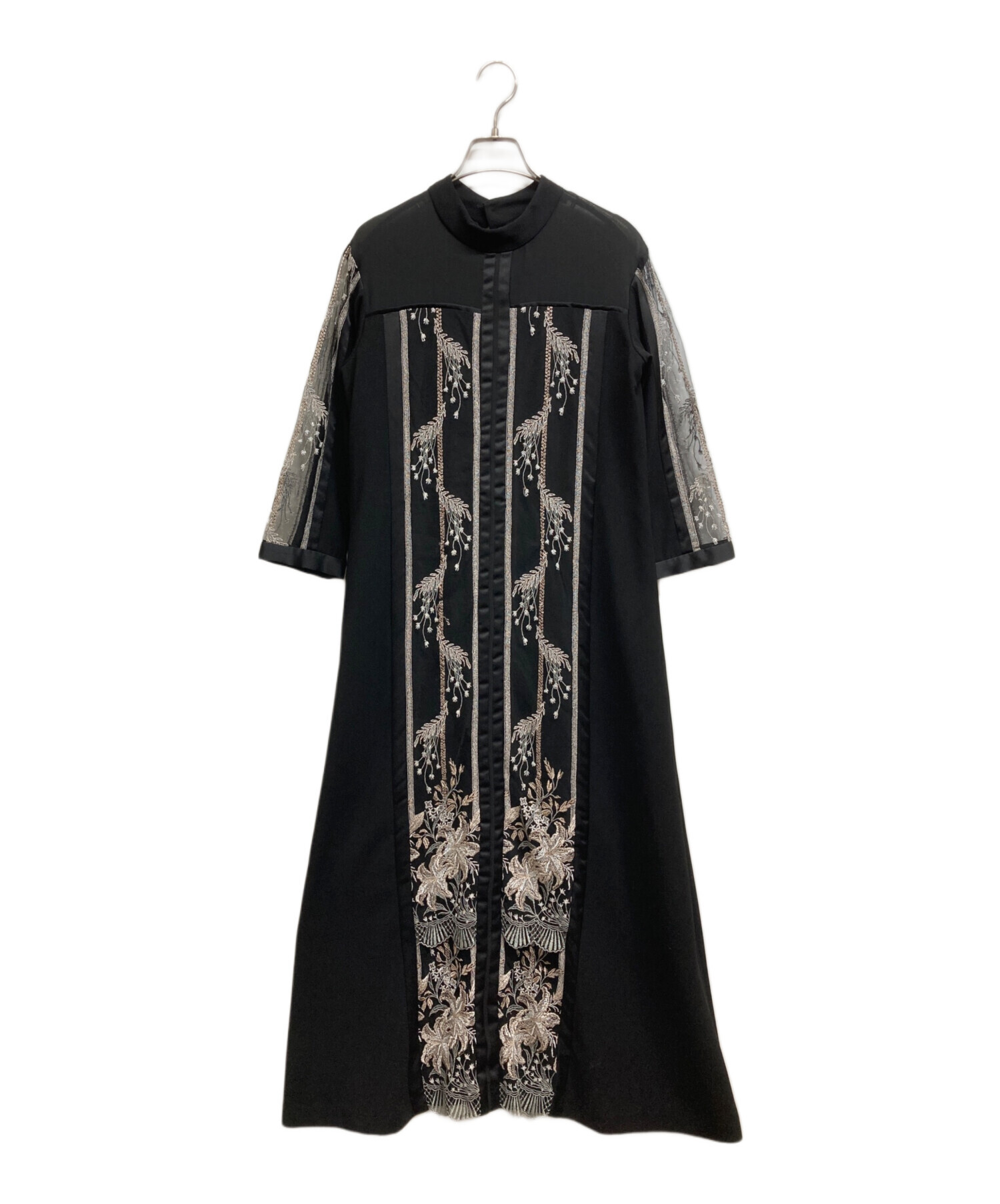 中古・古着通販】MURRAL (ミューラル) Framed flower dress ブラック