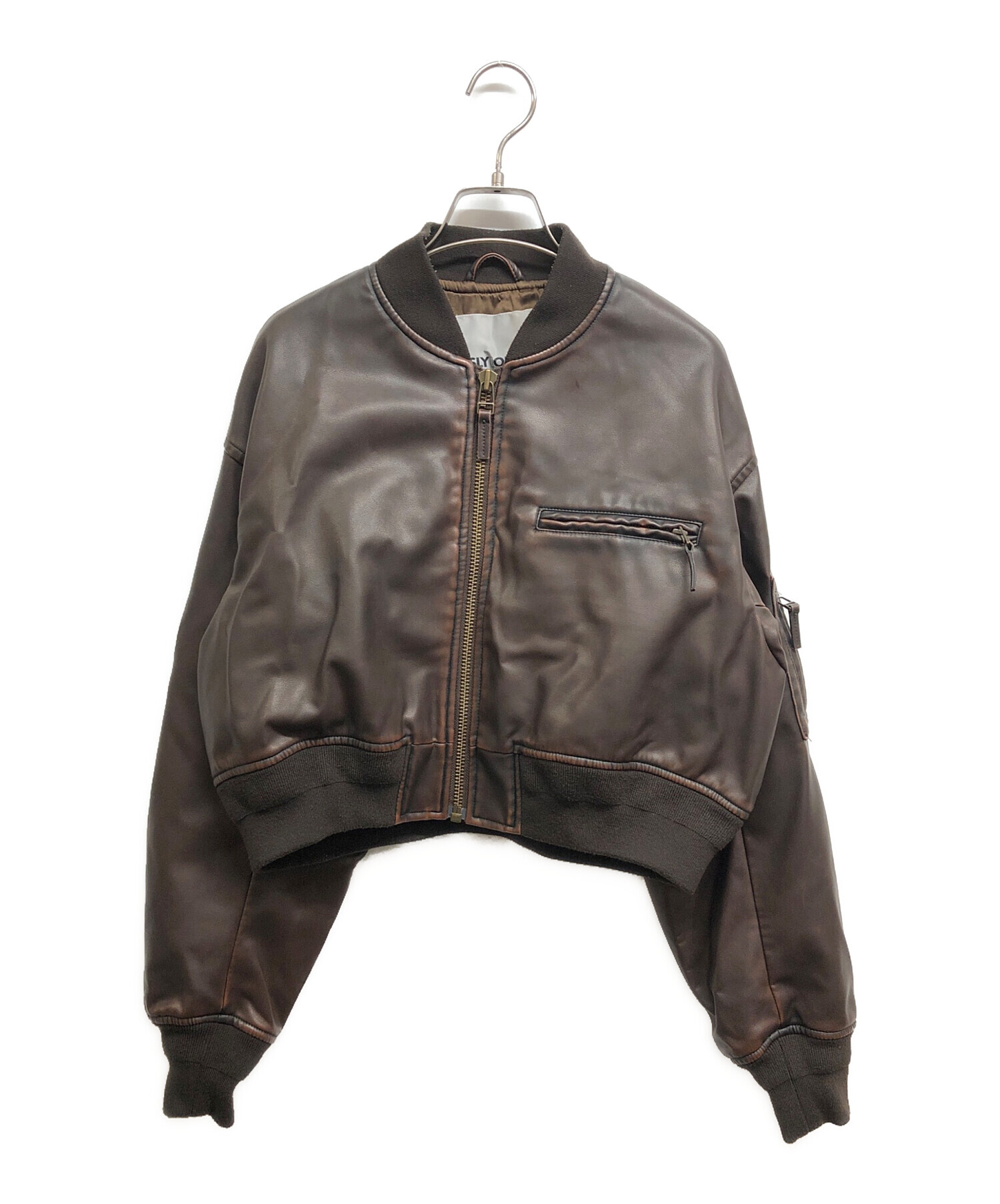 中古・古着通販】SLY (スライ) LEATHER CROP ブラウン サイズ:2