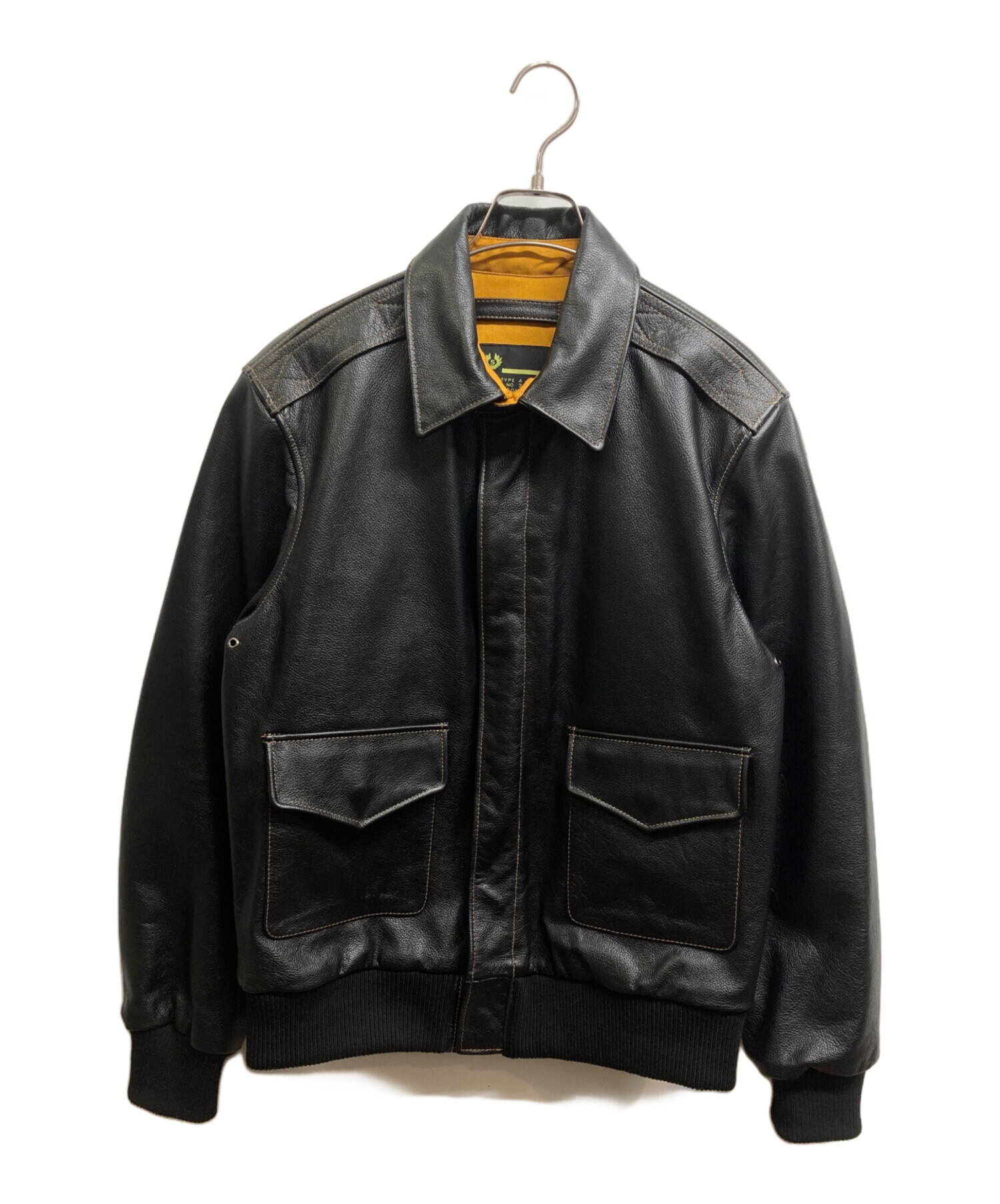 中古・古着通販】uaboni (ユアボニ) A-2 レザージャケット ブラック 