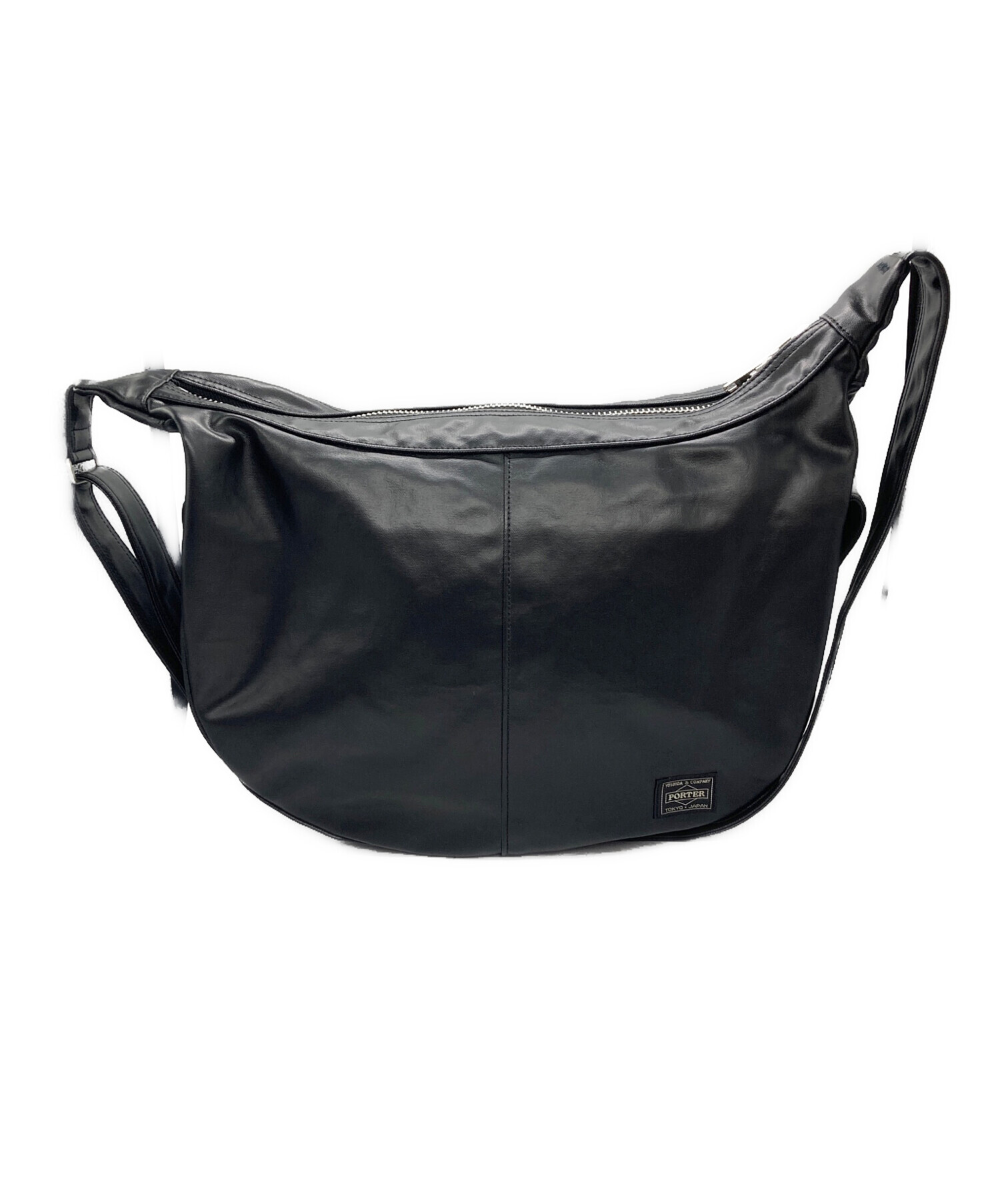 未使用　PORTER　フィールド　ショルダー　レザー　ブラック 中古・古着通販】PORTER (ポーター) レザーショルダーバッグ ブラック