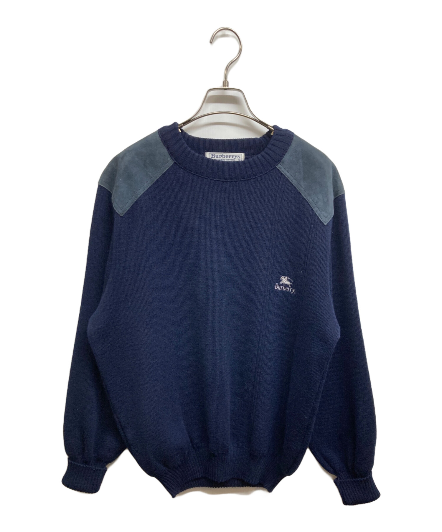 BURBERRY ネイビー セーター 中古・古着通販】Burberry's (バーバリーズ) エルボーパッチ付 ウール