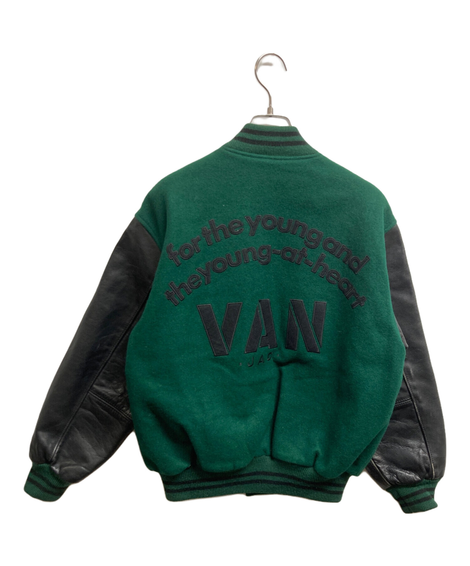 中古・古着通販】VAN (ヴァン) レザー切替スタジャン グリーン サイズ 