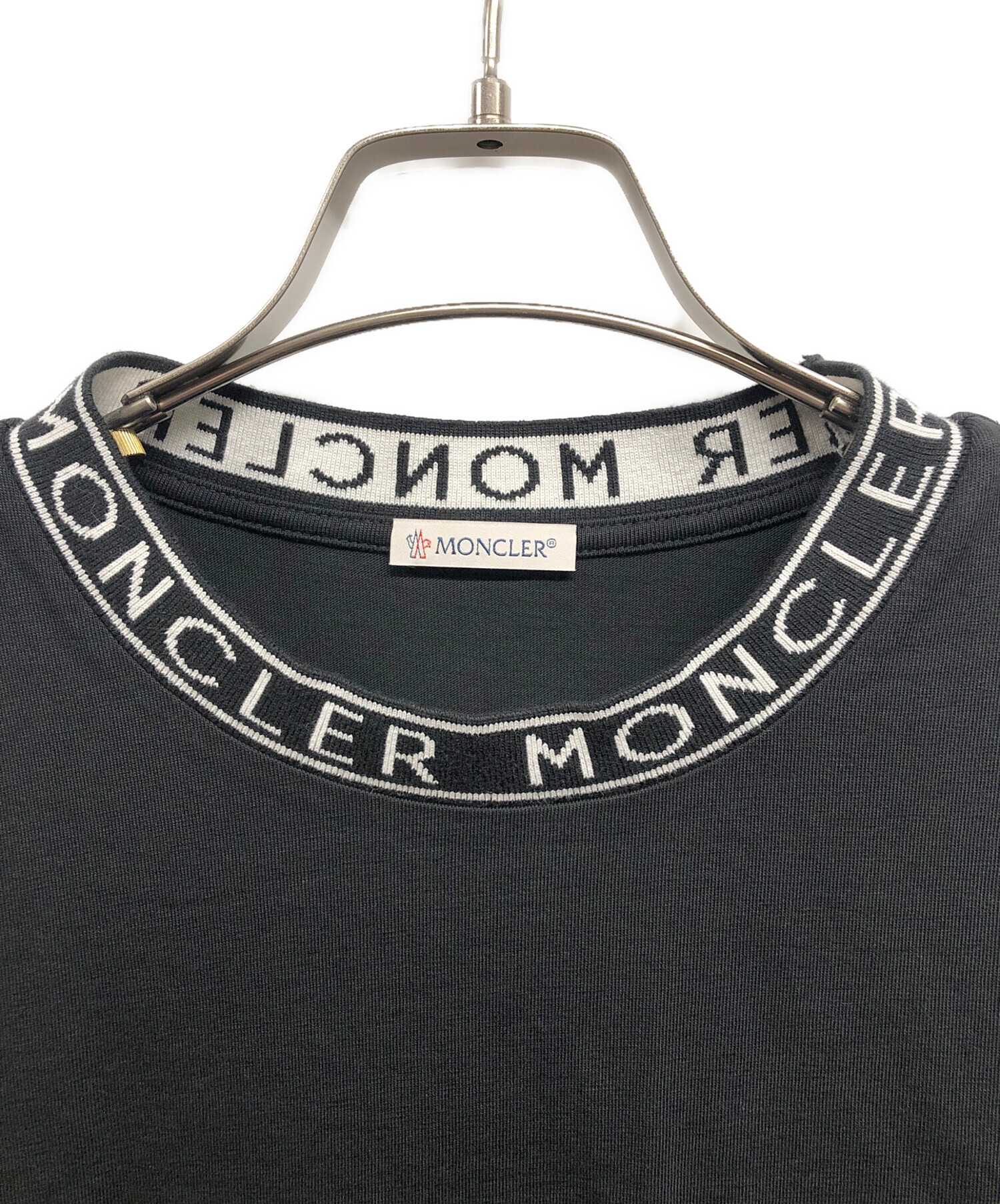 中古・古着通販】MONCLER (モンクレール) ネックロゴTシャツ ブラック 