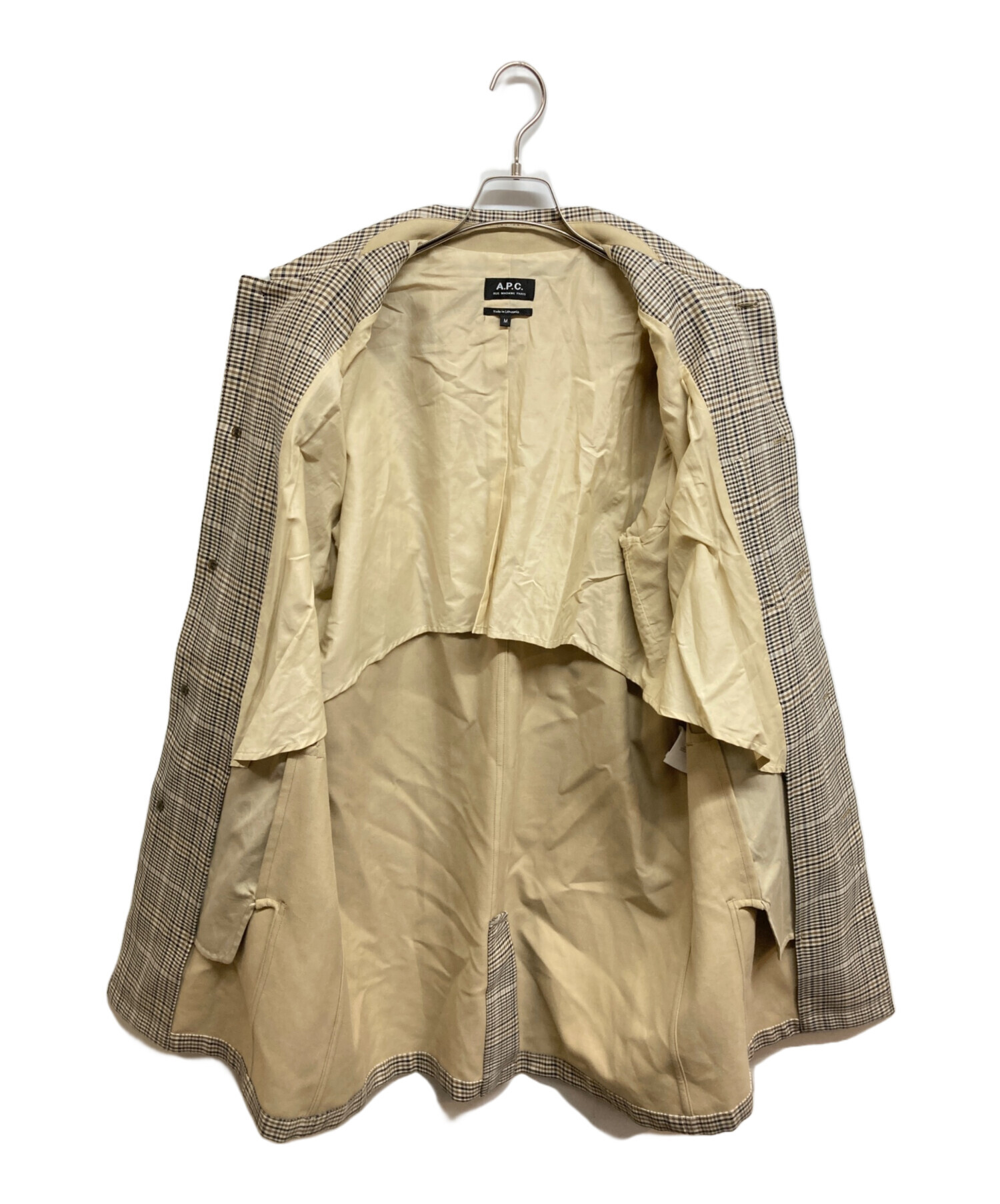中古・古着通販】A.P.C. (アーペーセー) チェック柄 ステンカラー