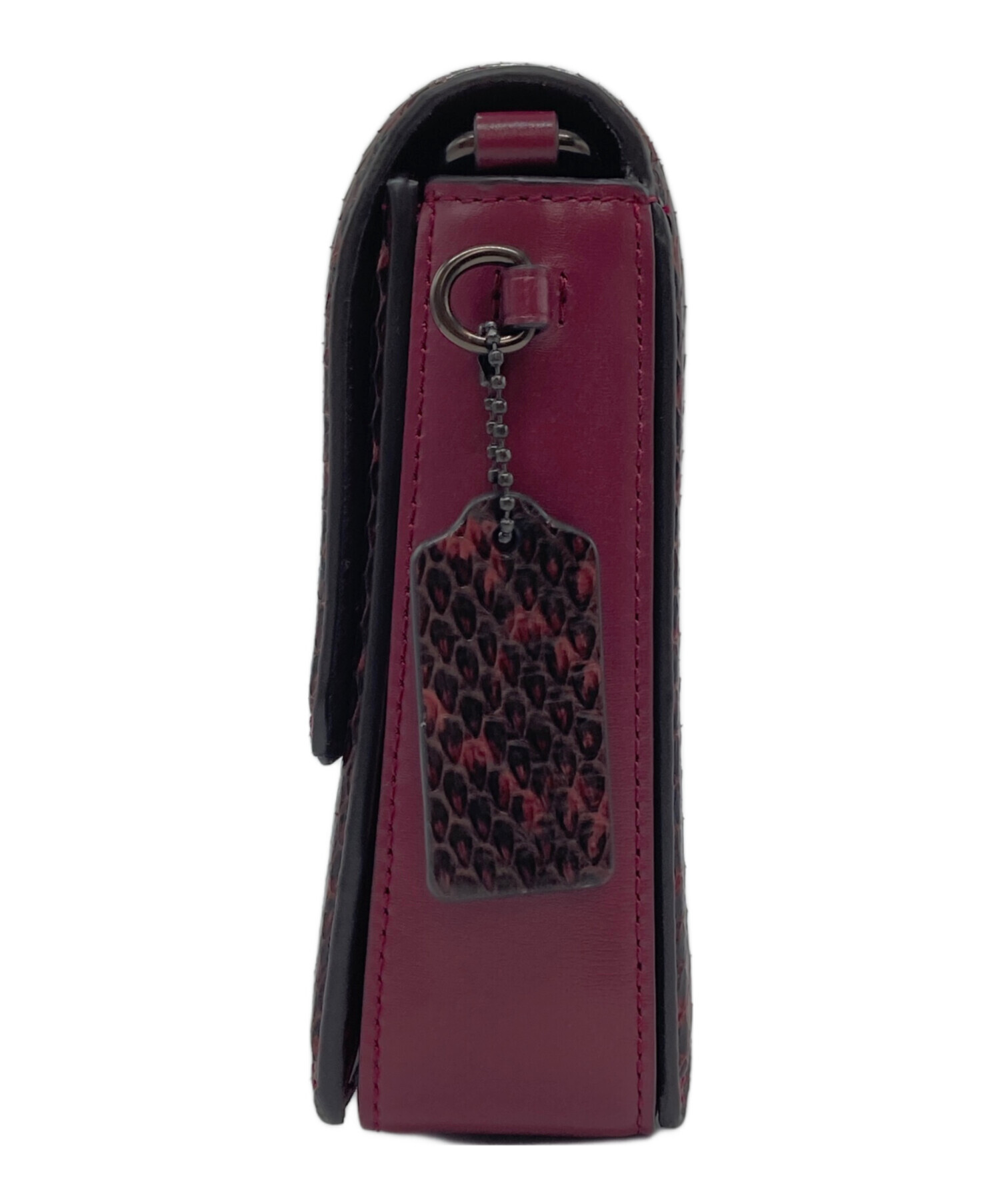 中古・古着通販】COACH (コーチ) レザーショルダーバッグ ボルドー