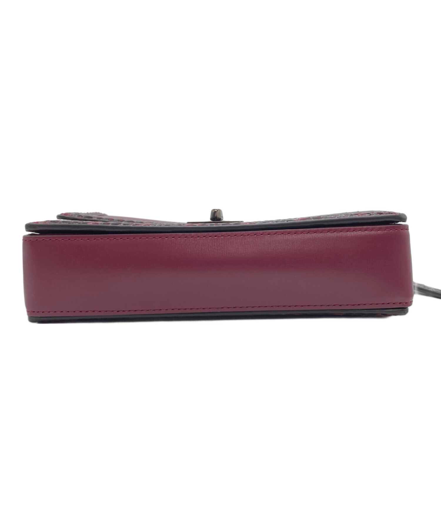 中古・古着通販】COACH (コーチ) レザーショルダーバッグ ボルドー