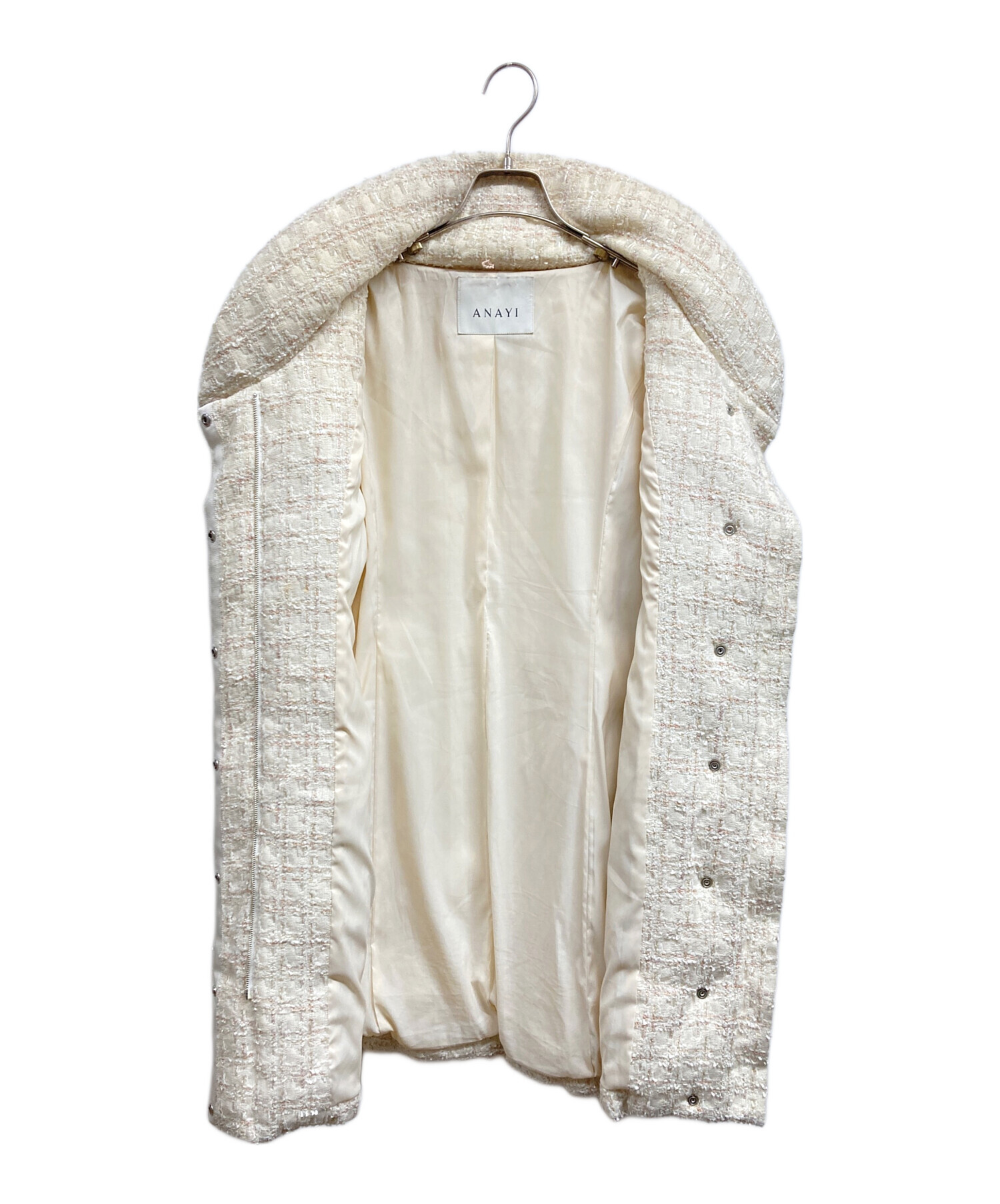 中古・古着通販】ANAYI (アナイ) ツイードダウンコート アイボリー