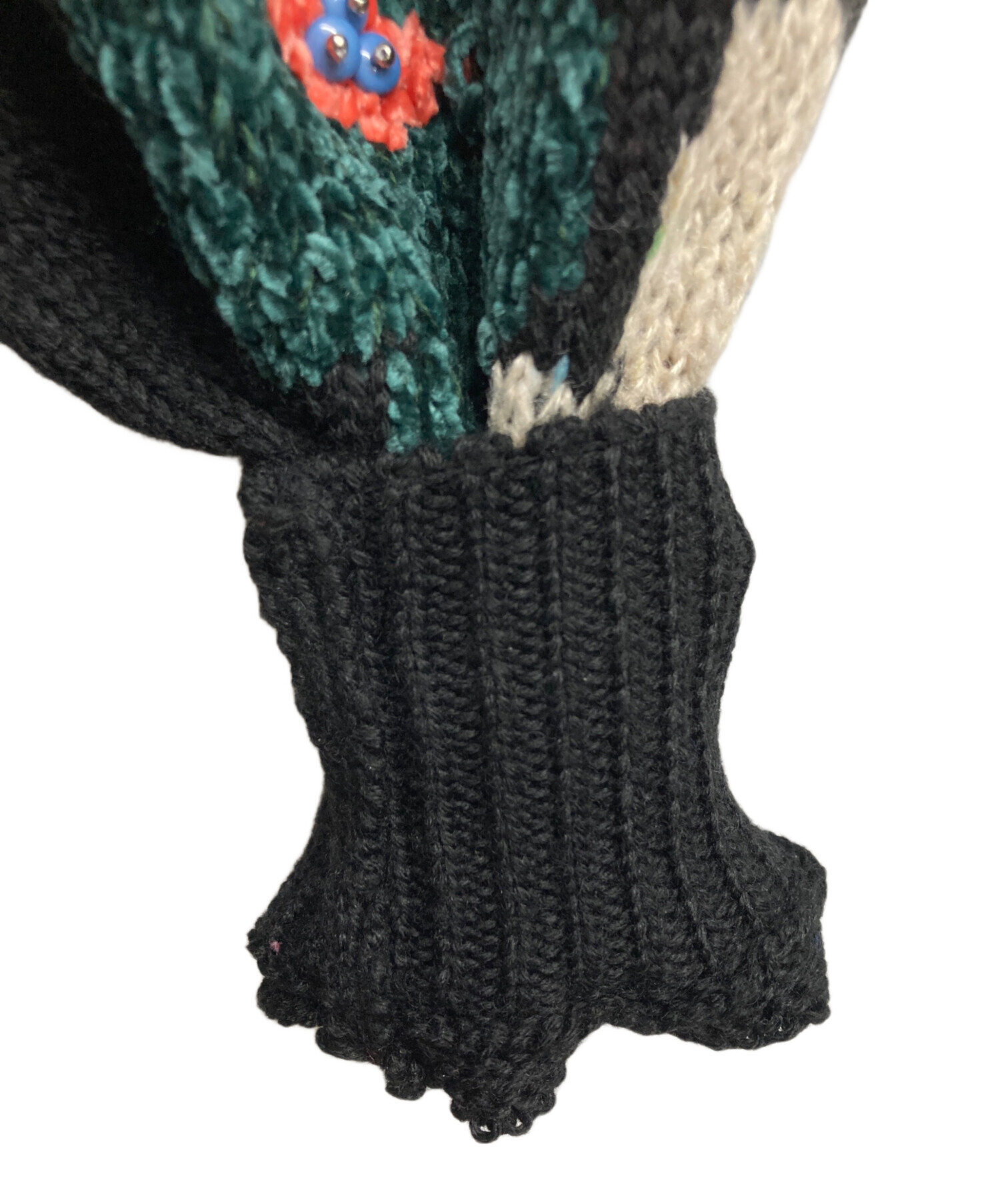 中古・古着通販】BEARDSLEY (ビアズリー) 袖ジャガードニット ブラック