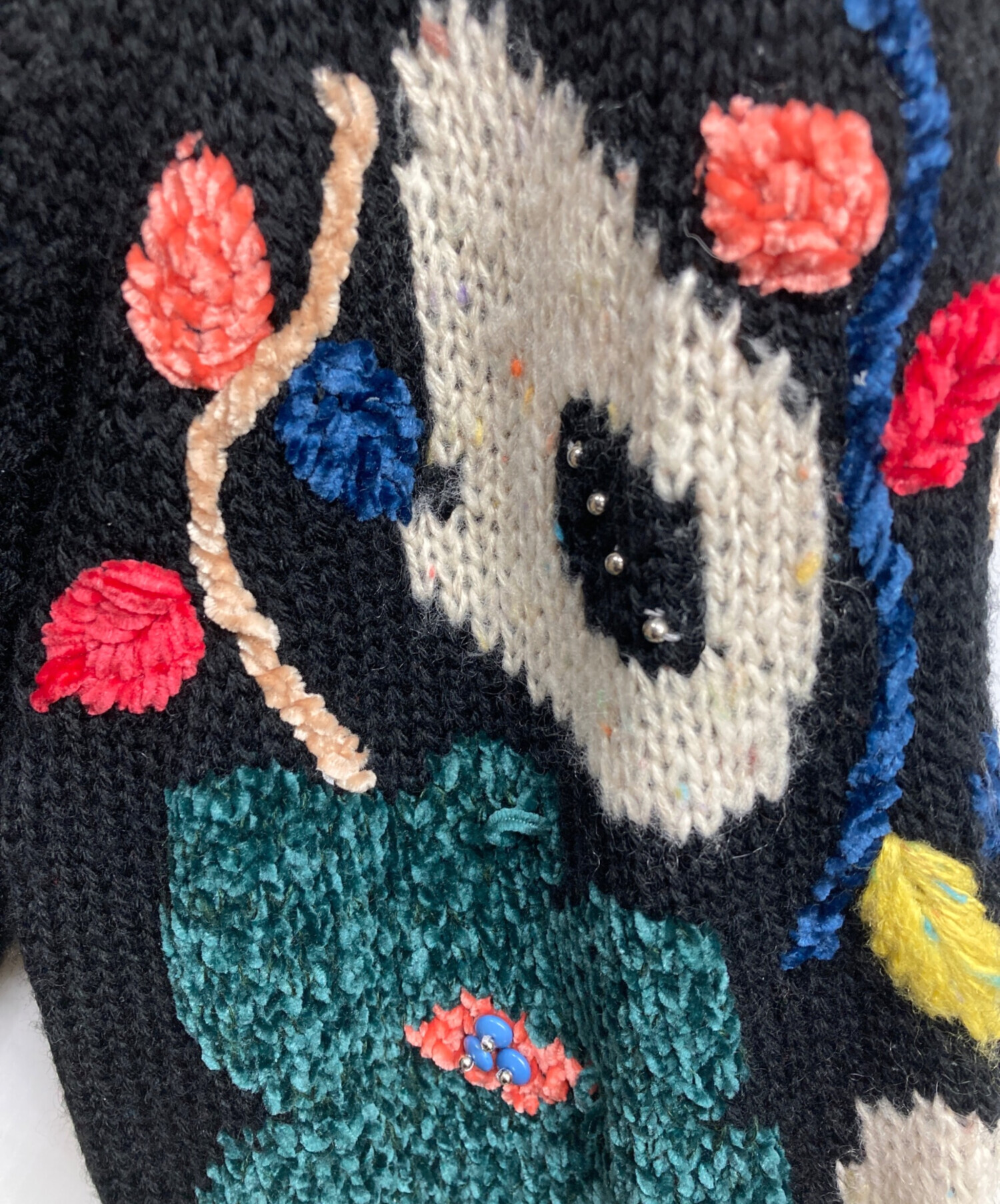 中古・古着通販】BEARDSLEY (ビアズリー) 袖ジャガードニット ブラック