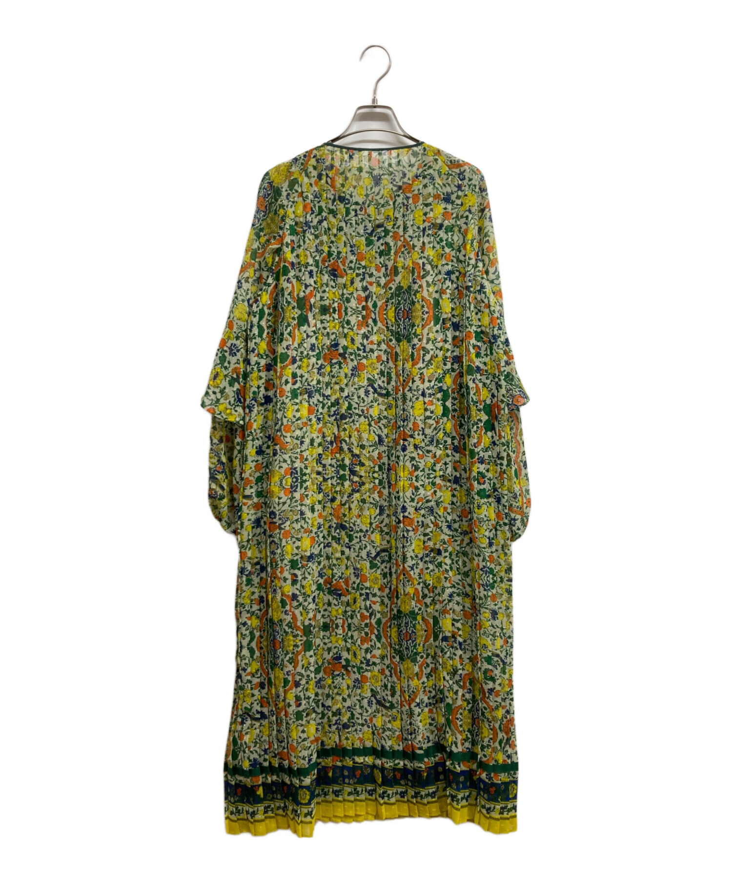 中古・古着通販】MUVEIL (ミュベール) プリーツワンピース イエロー 