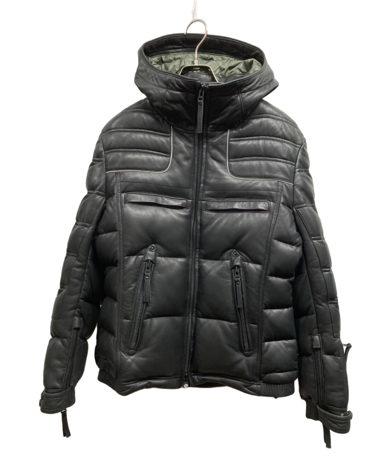 ユニオンジャップシングルライダースダウンジャケットブラックサイズM 中古・古着通販】UNIONJAP (ユニオンジャップ) ライダースダウン