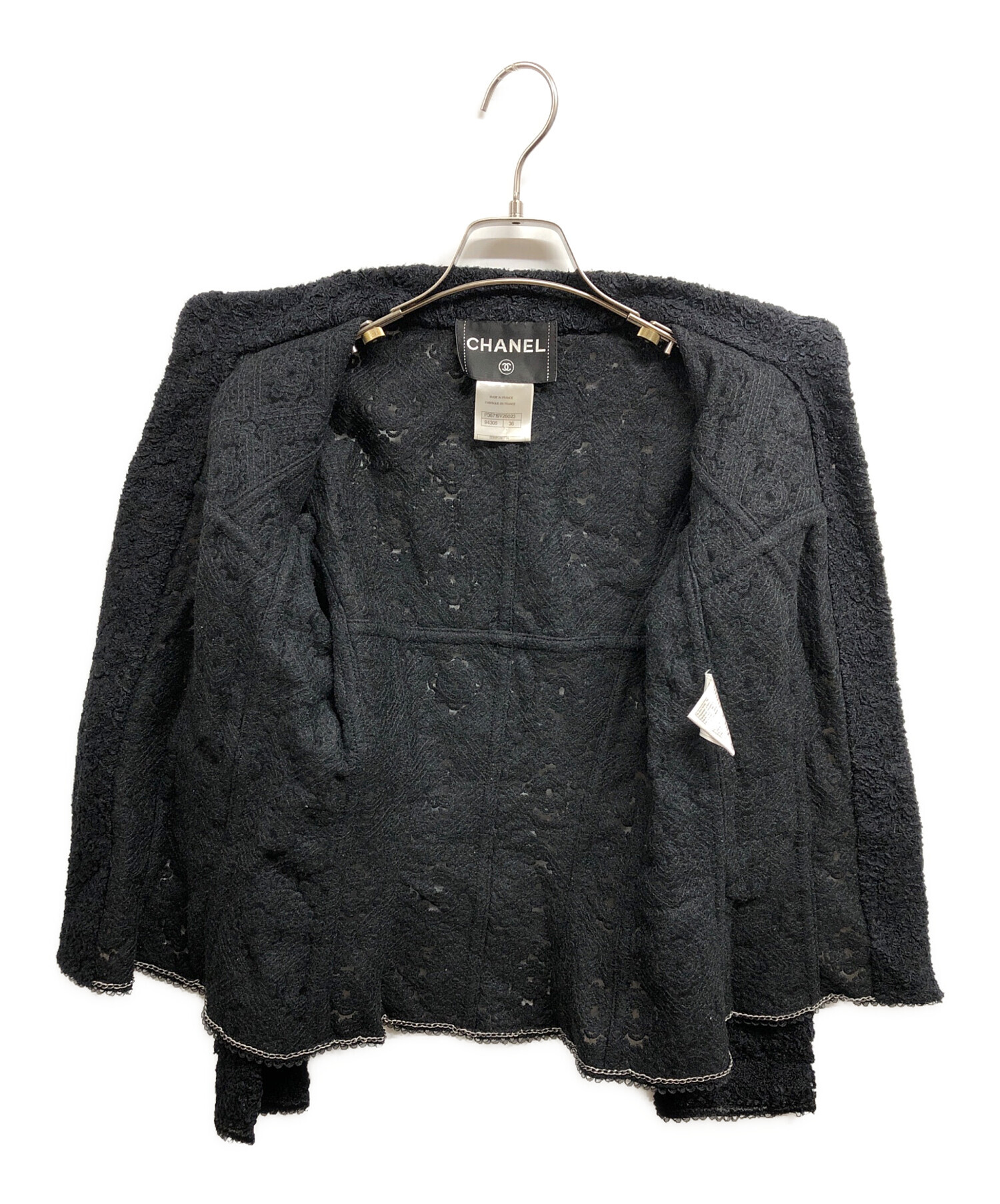 中古・古着通販】CHANEL (シャネル) レースジャケット ブラック サイズ
