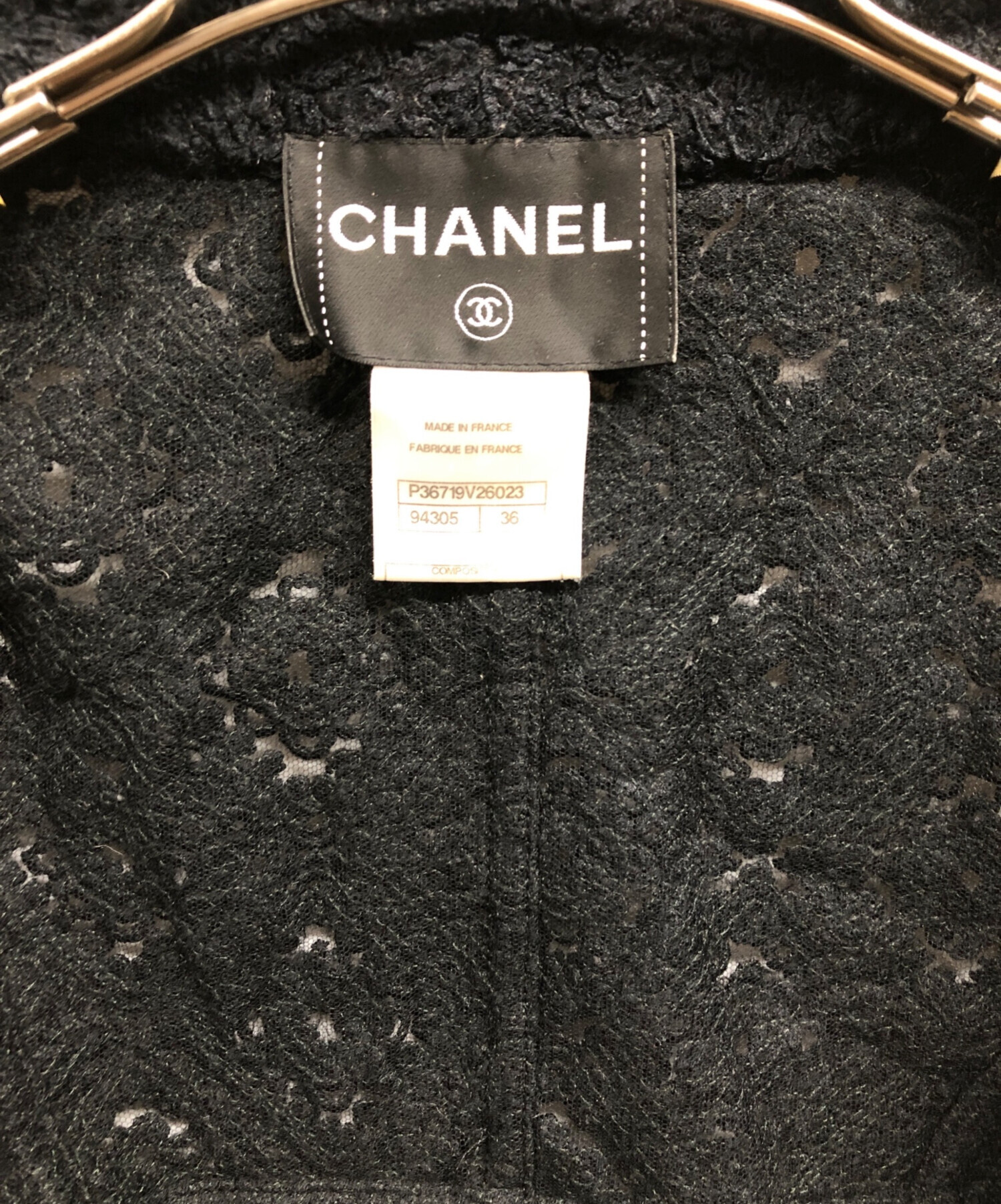 中古・古着通販】CHANEL (シャネル) レースジャケット ブラック サイズ
