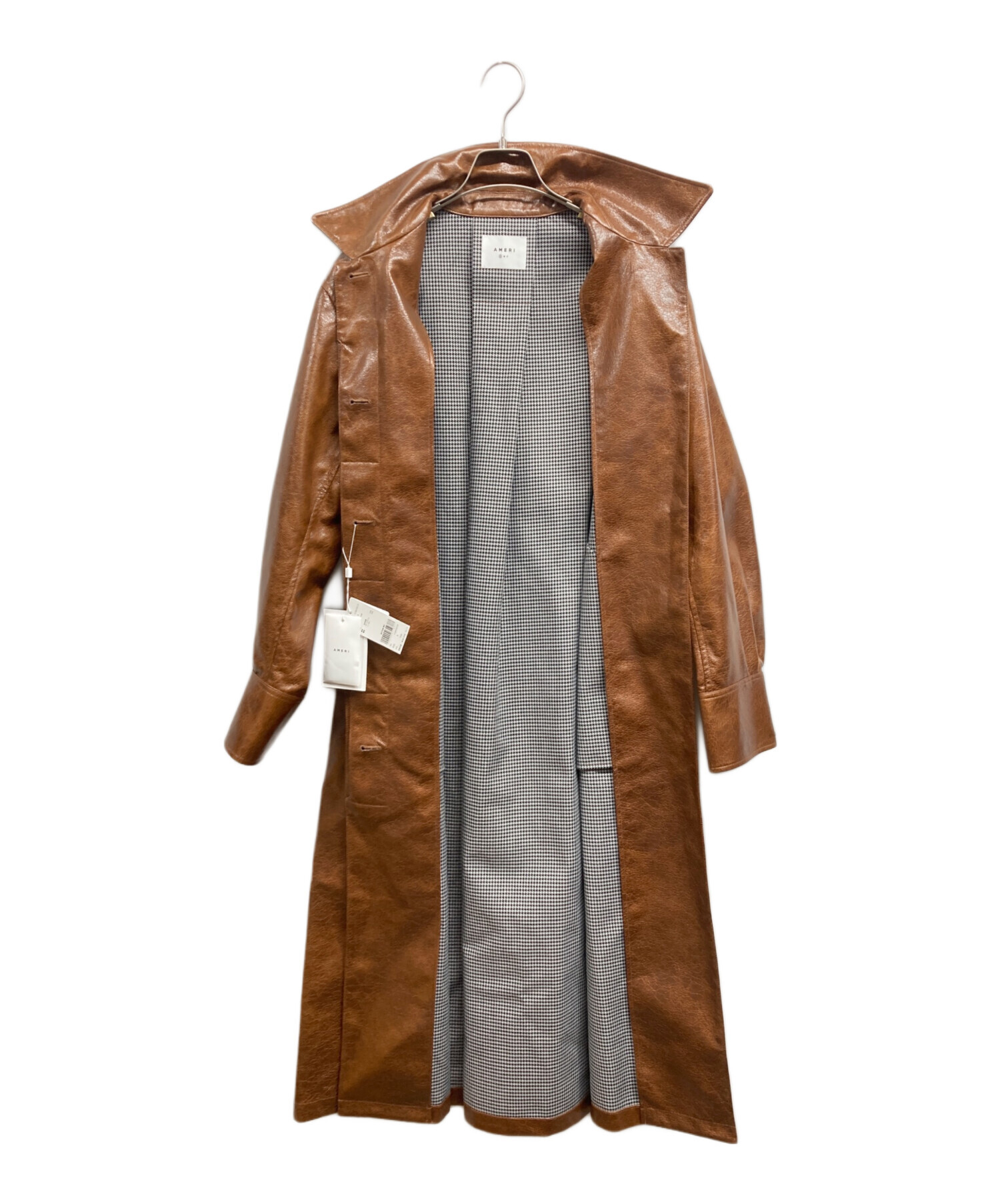 中古・古着通販】AMERI (アメリ) CRASH FAKE LEATHER COAT ブラウン