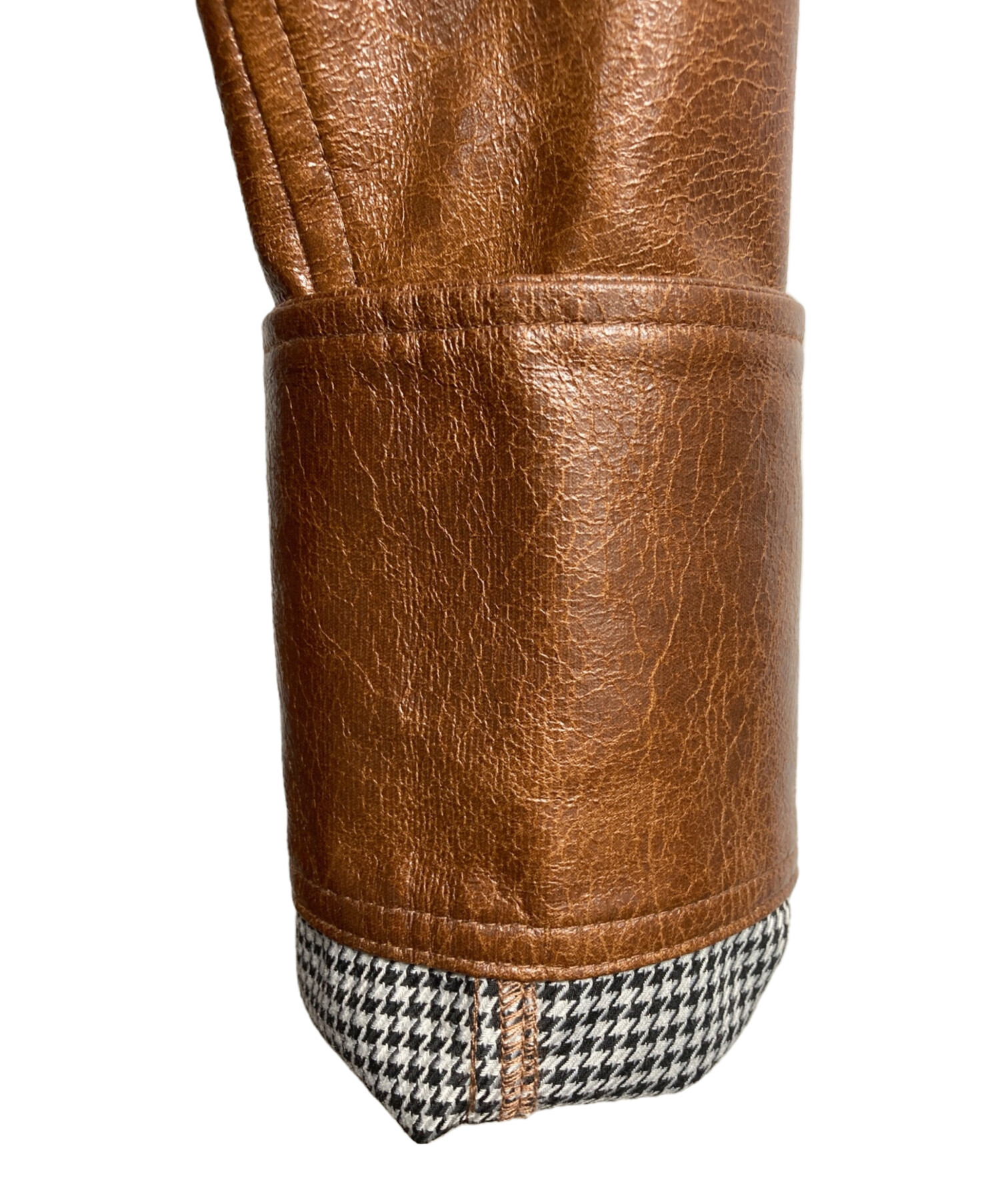 中古・古着通販】AMERI (アメリ) CRASH FAKE LEATHER COAT ブラウン