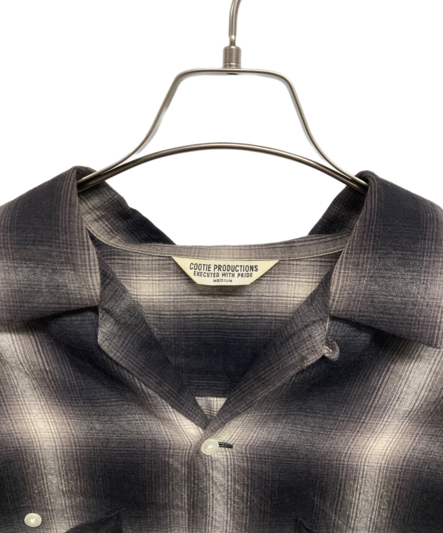 COOTIE クーティー　オンブレ チェック柄 ウール　フランネルシャツ　黒　M COOTIE クーティー オンブレ チェック柄 ウール フランネルシャツ 黒 M