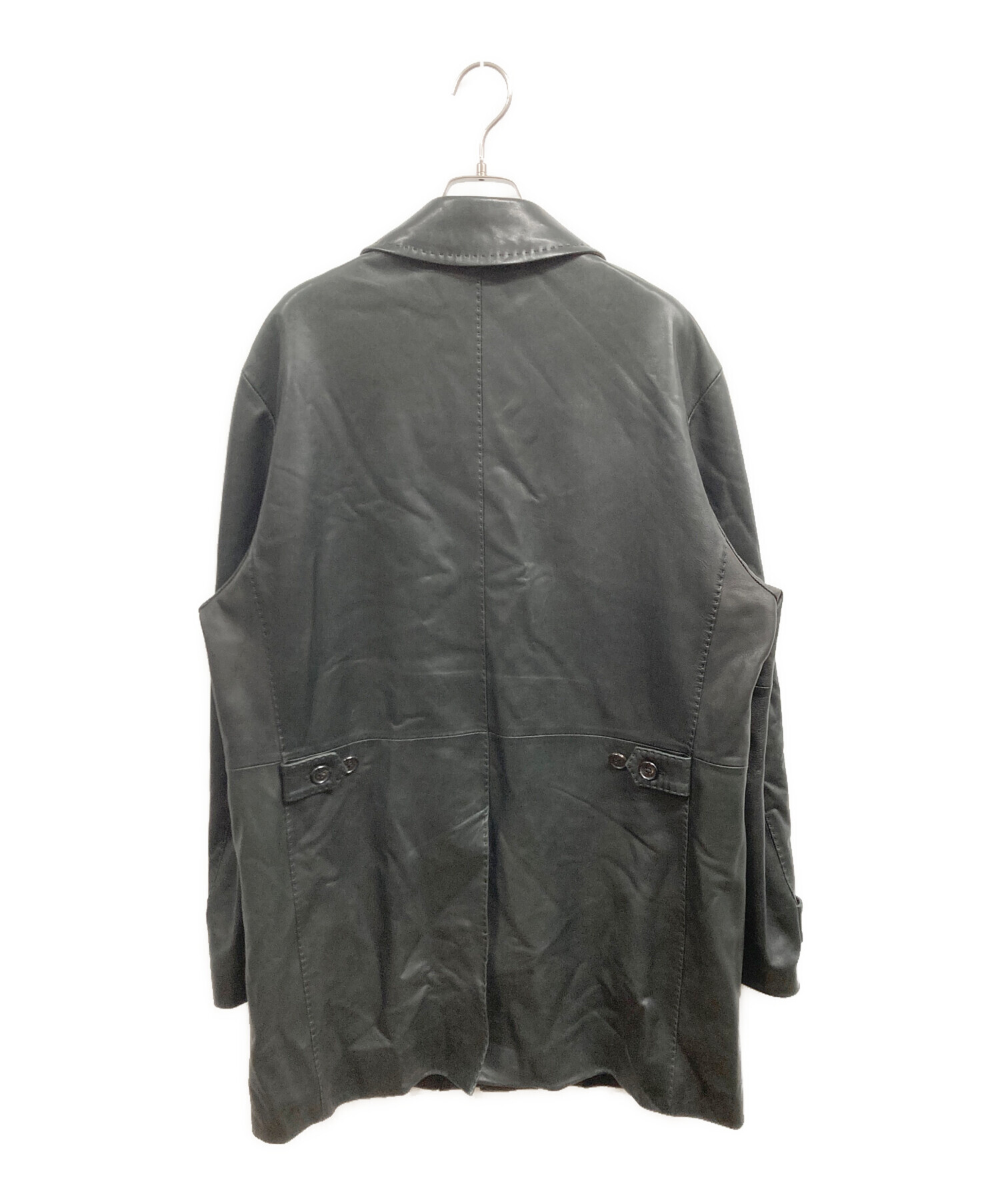 D'URBANレザーコート 中古・古着通販】D'URBAN (ダーバン) レザーコート ブラック サイズ:LL