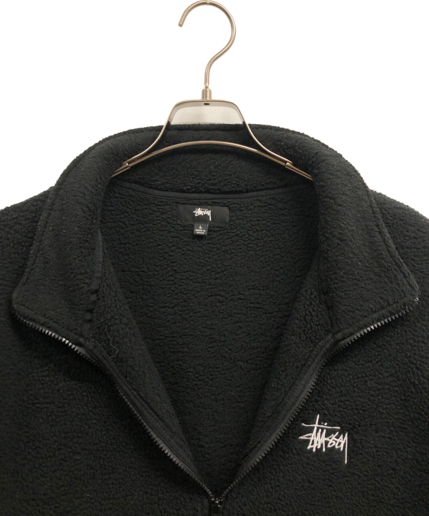 STUSSY ステューシー ハーフジップ ブラック 中古・古着通販】stussy (ステューシー) ハーフジップフリースプル