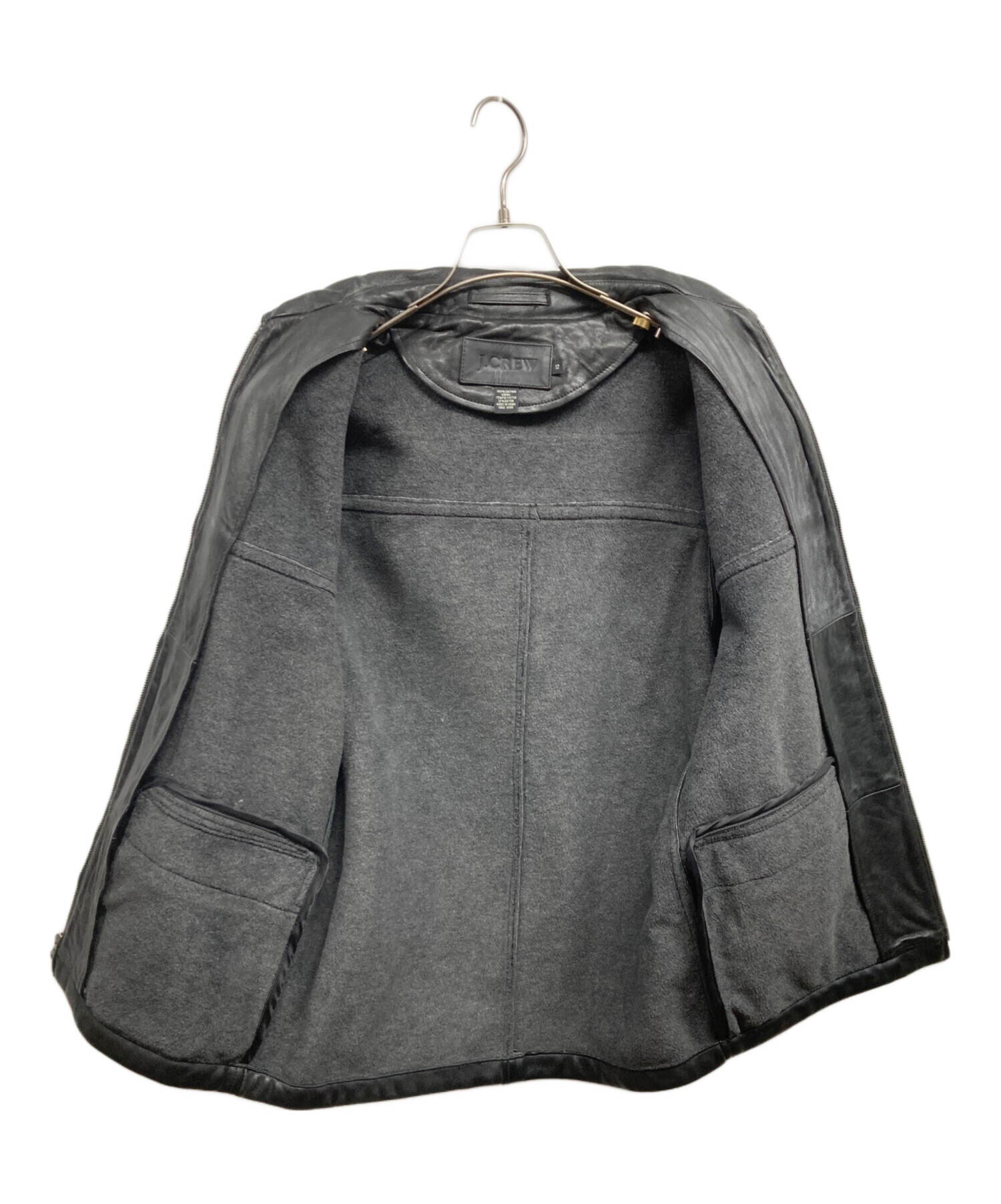 J.CREW レザージャケット 中古・古着通販】J.CREW (ジェイクルー) レザージャケット ブラック