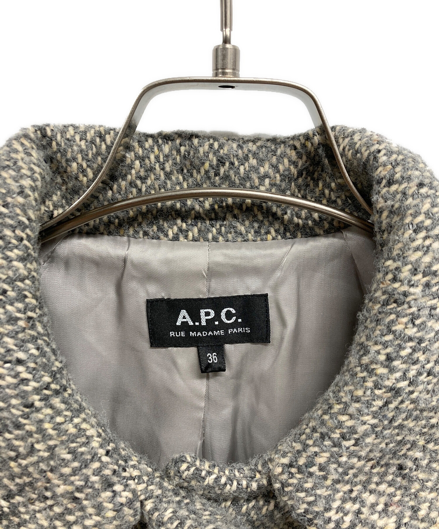 中古・古着通販】A.P.C. (アーペーセー) ツイードステンカラーコート
