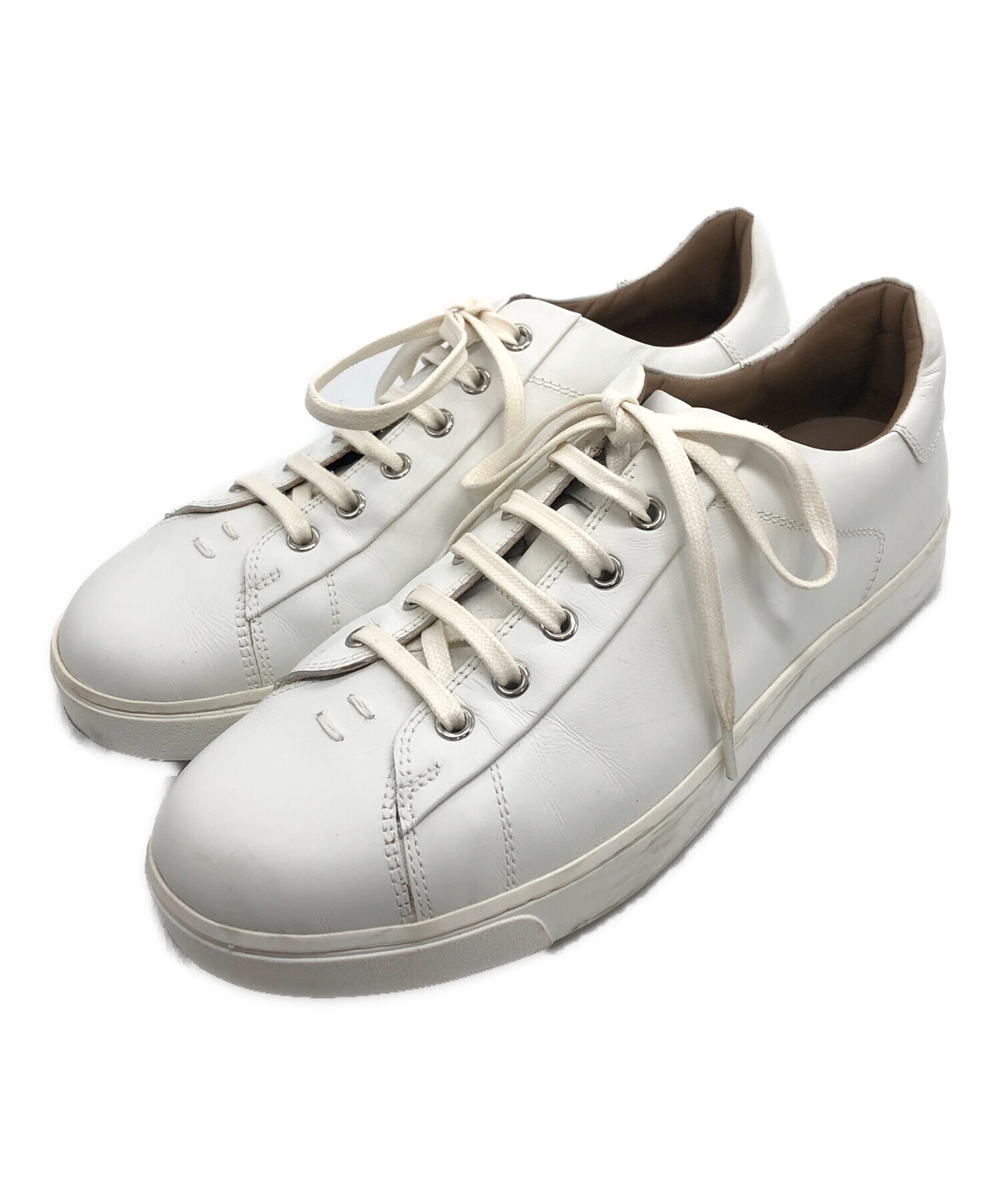 Gianvito Rossi ジャンヴィト ロッシ ホワイト レザー スニーカー 中古・古着通販】Gianvito Rossi (ジャンヴィト ロッシ) ロートップ