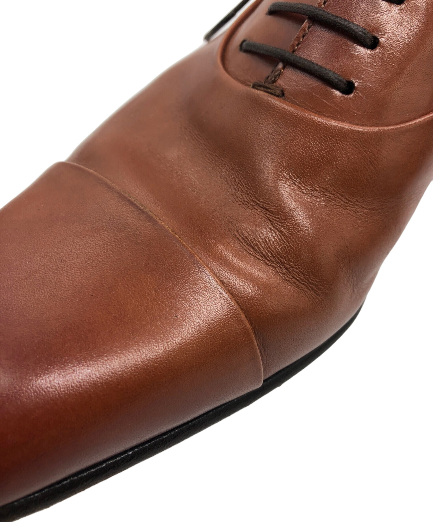 SANTONI ダークブラウン レザー ドレスシューズ 中古・古着通販】Santoni (サントーニ) レザーシューズ ブラウン