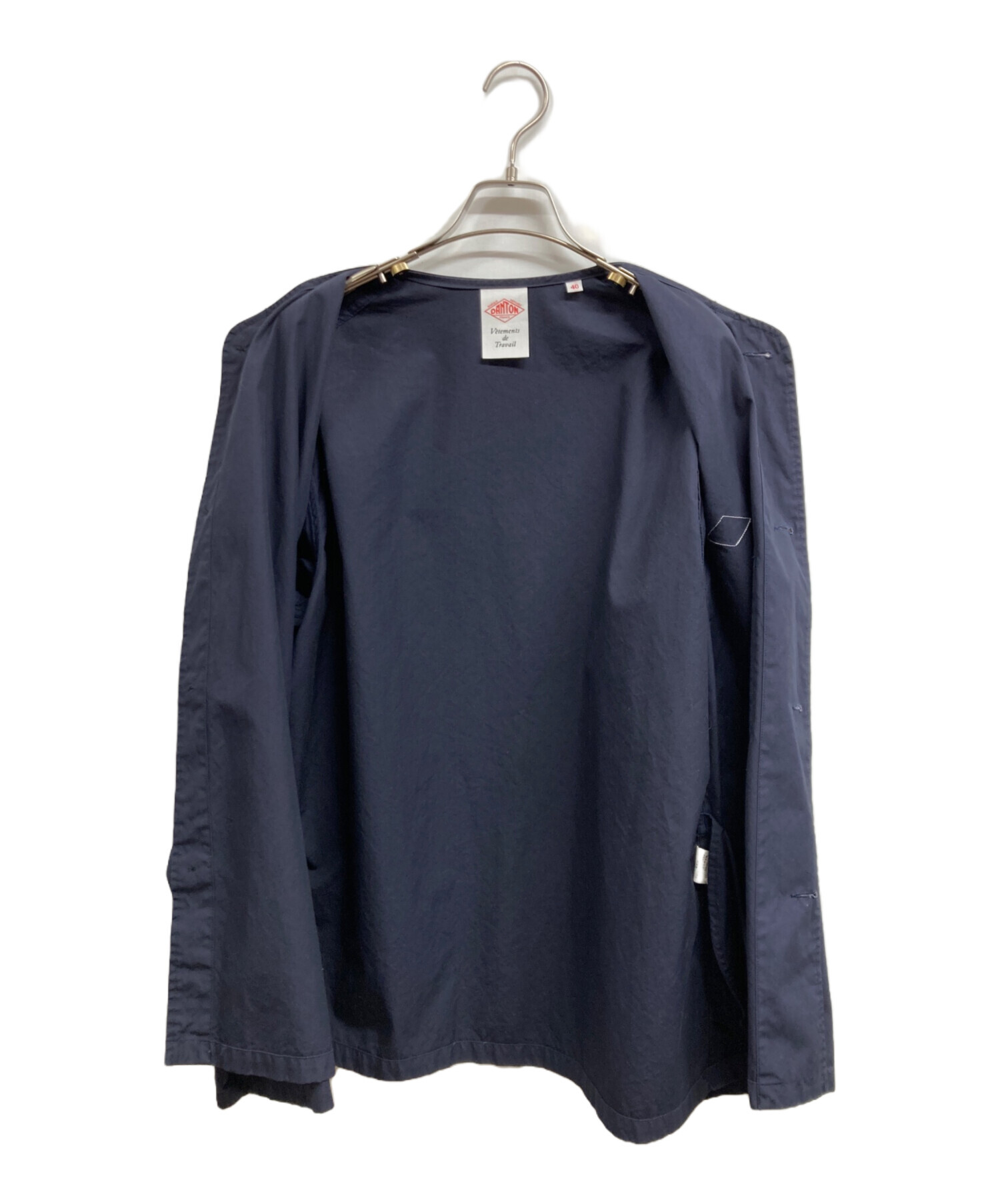 DANTON ネイビー ノーカラージャケット(USED)(美品) 中古・古着通販】DANTON (ダントン) ノーカラージャケット ネイビー