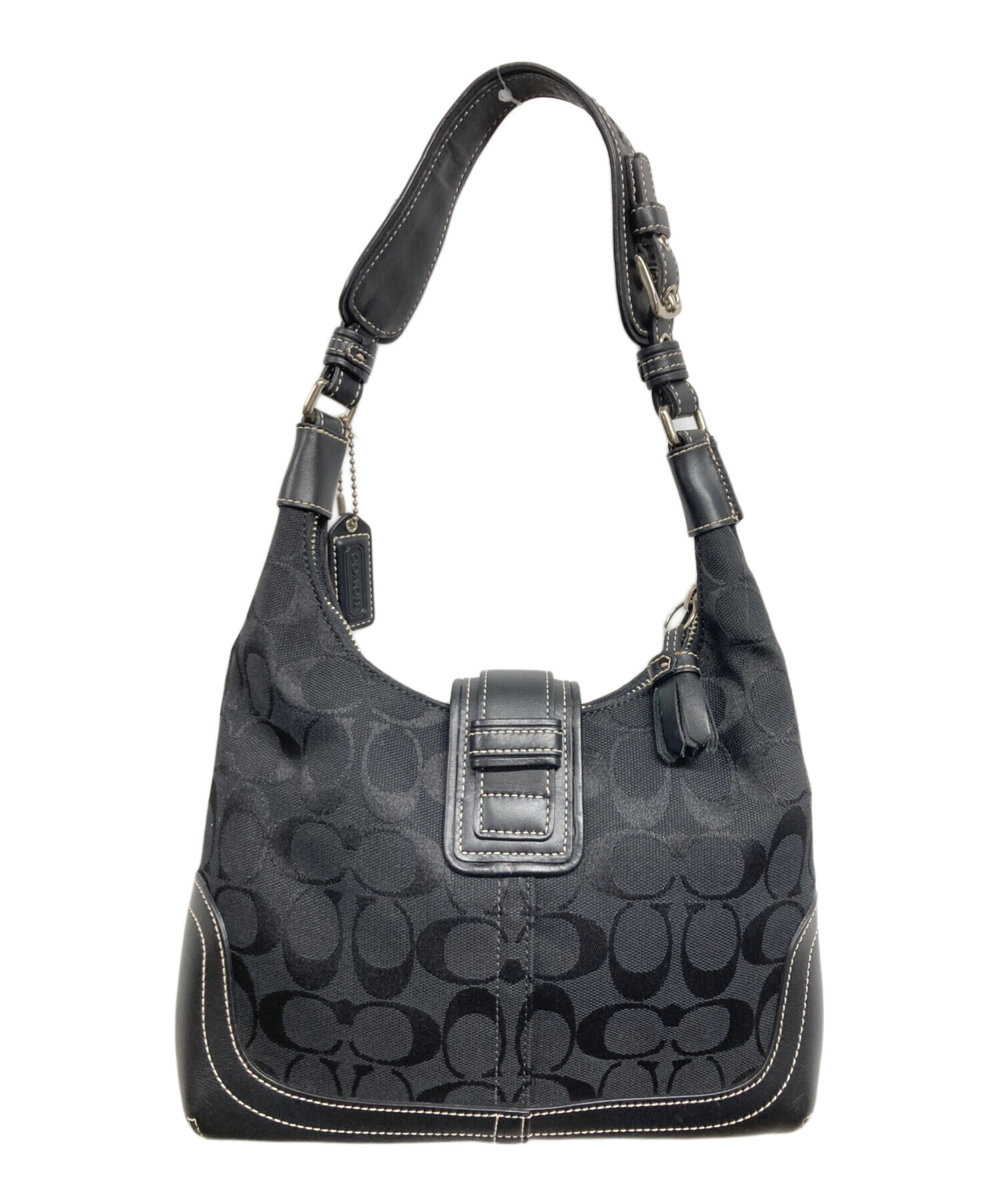 バッグ COACH One Shoulder Bag leather 7584 中古・古着通販】COACH (コーチ) ワンショルダーバッグ ブラック
