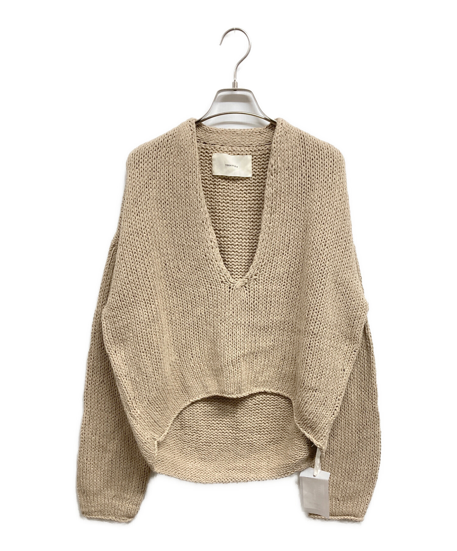 中古・古着通販】TODAYFUL (トゥデイフル) Uneck Hand Knit ベージュ