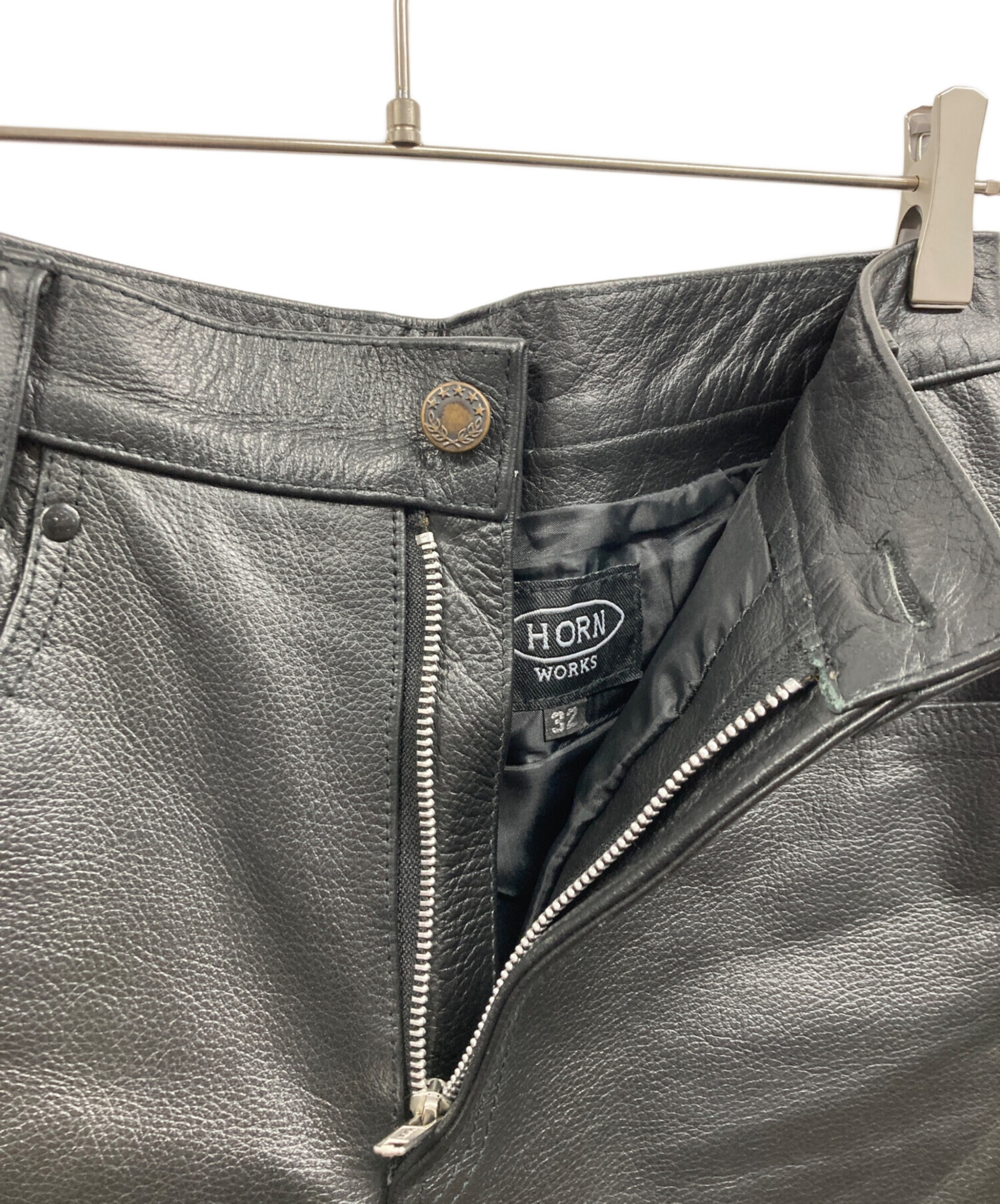 中古・古着通販】HORN WORKS (ホーンワークス) レザーパンツ ブラック