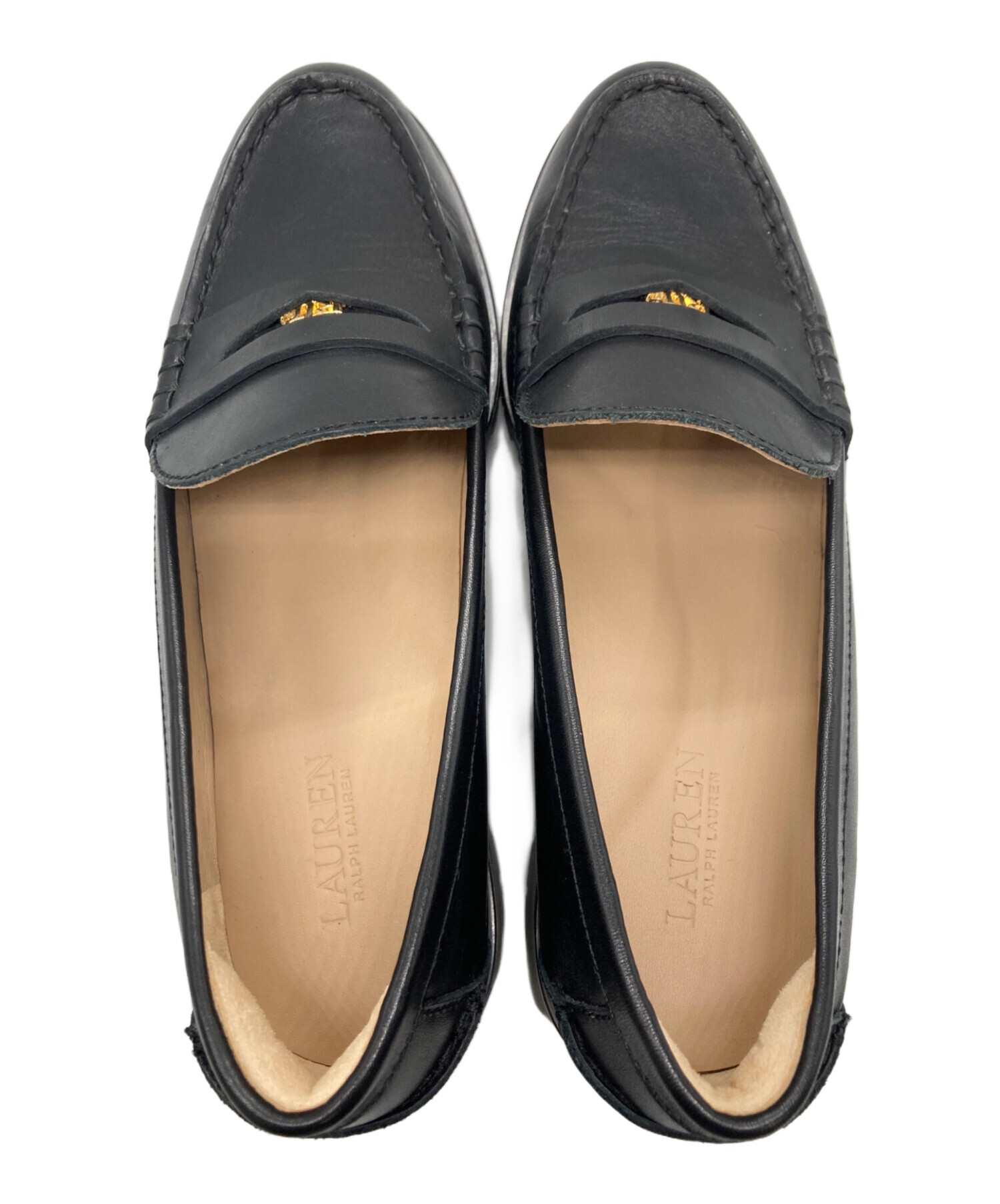 中古 POLO RALPH LAUREN 黒 レザー ローファー ラルフローレン 中古・古着通販】LAUREN RALPH LAUREN (ローレンラルフローレン