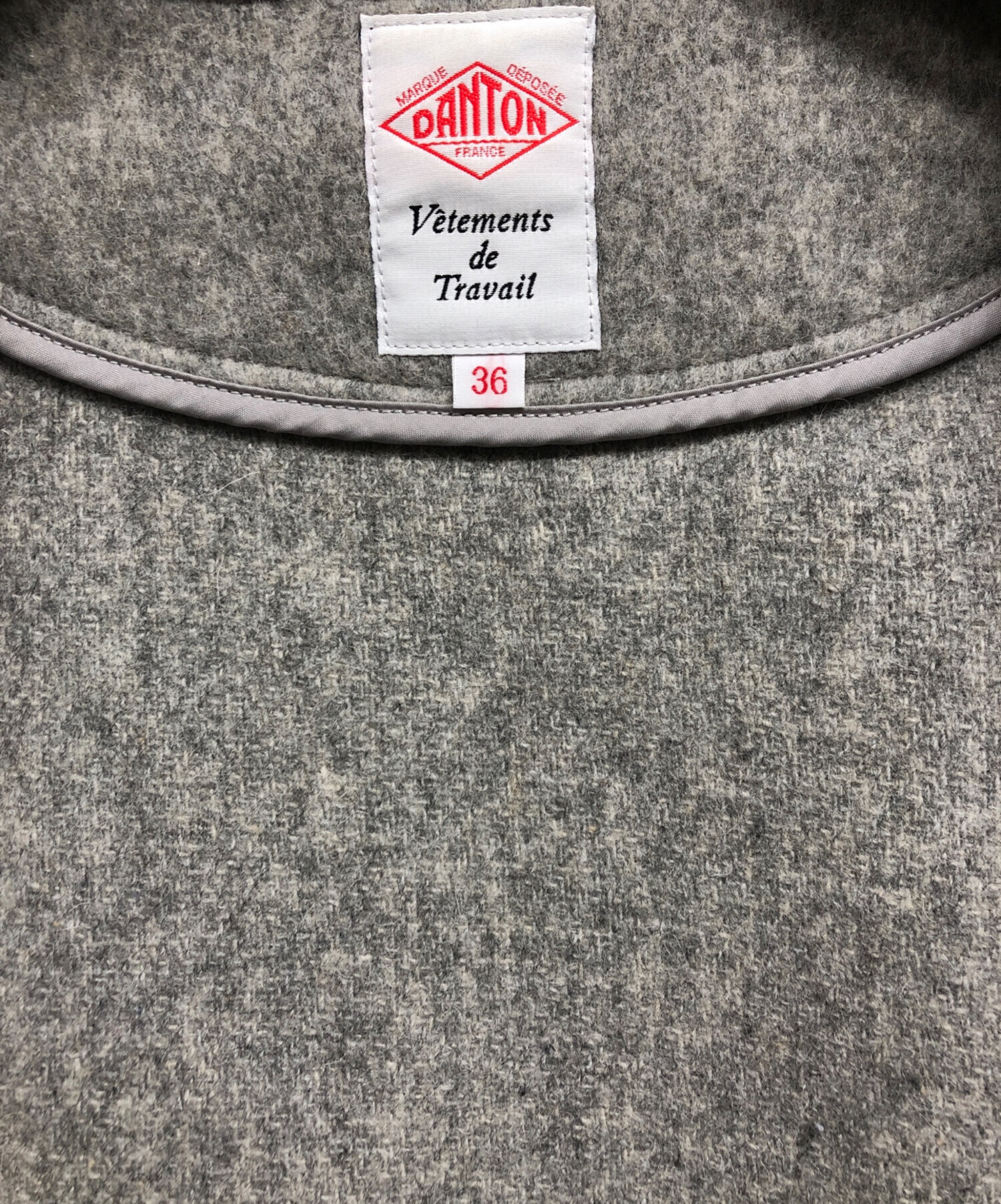DANTON グレー ウールコート　サイズ36 中古・古着通販】DANTON (ダントン) ウールモッサーノーカラーコート