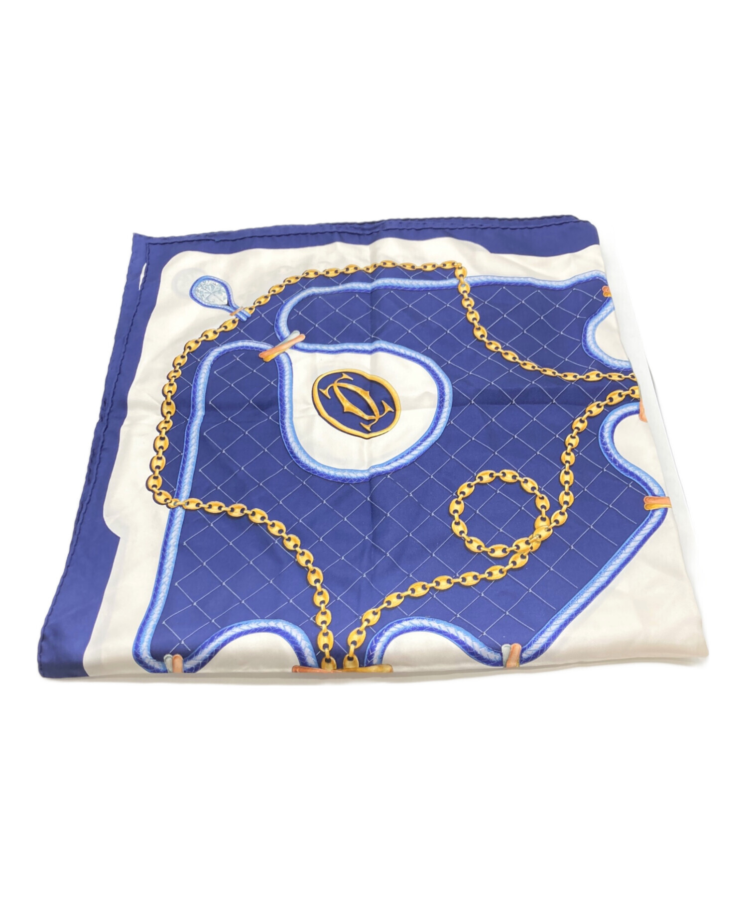 【Cartier】カルティエ　非売品スカーフ 中古・古着通販】Cartier (カルティエ) シルクスカーフ ブルー