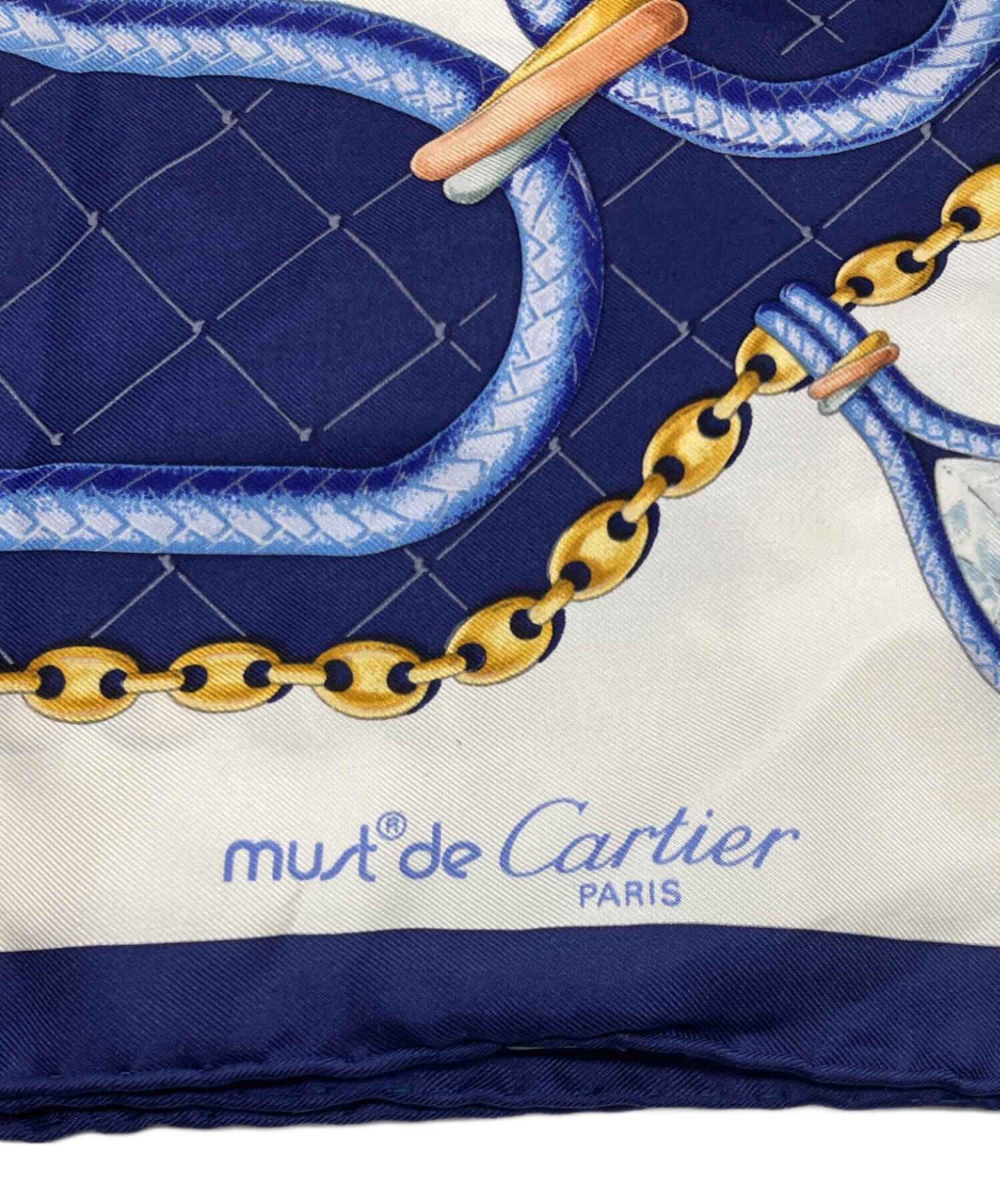 中古・古着通販】Cartier (カルティエ) シルクスカーフ ブルー
