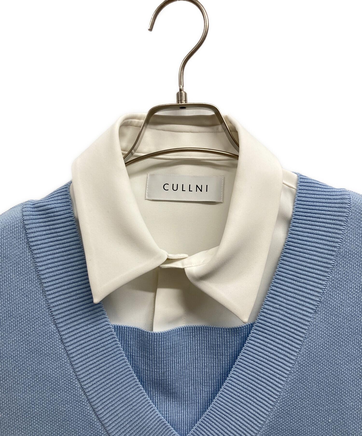 CULLNI クルニ 25SS ニットレイヤードシャツ ボウタイ 2 ブルー CULLNI クルニ 25SS ニットレイヤードシャツ ボウタイ 2 ブルー CULLNI