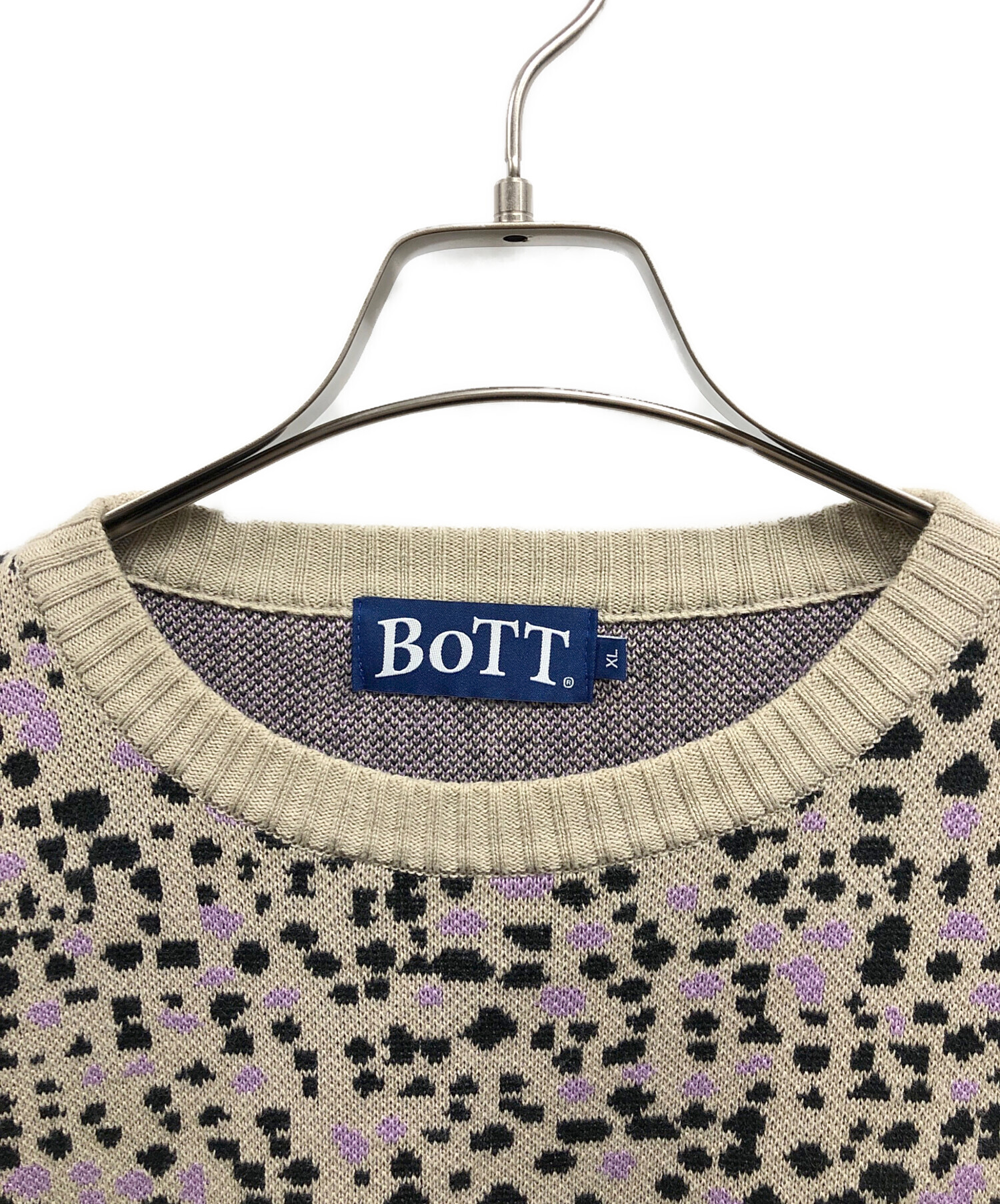 中古・古着通販】BoTT (ボット) 総柄レオパードニット ベージュ サイズ 