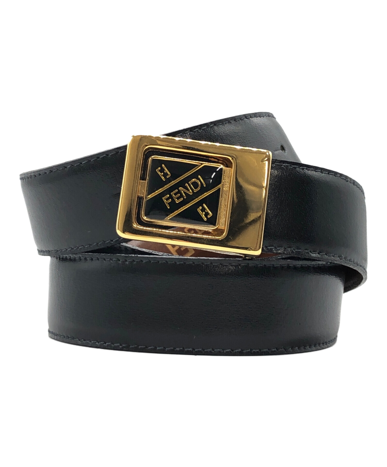 中古・古着通販】FENDI (フェンディ) バックルロゴベルト ブラック
