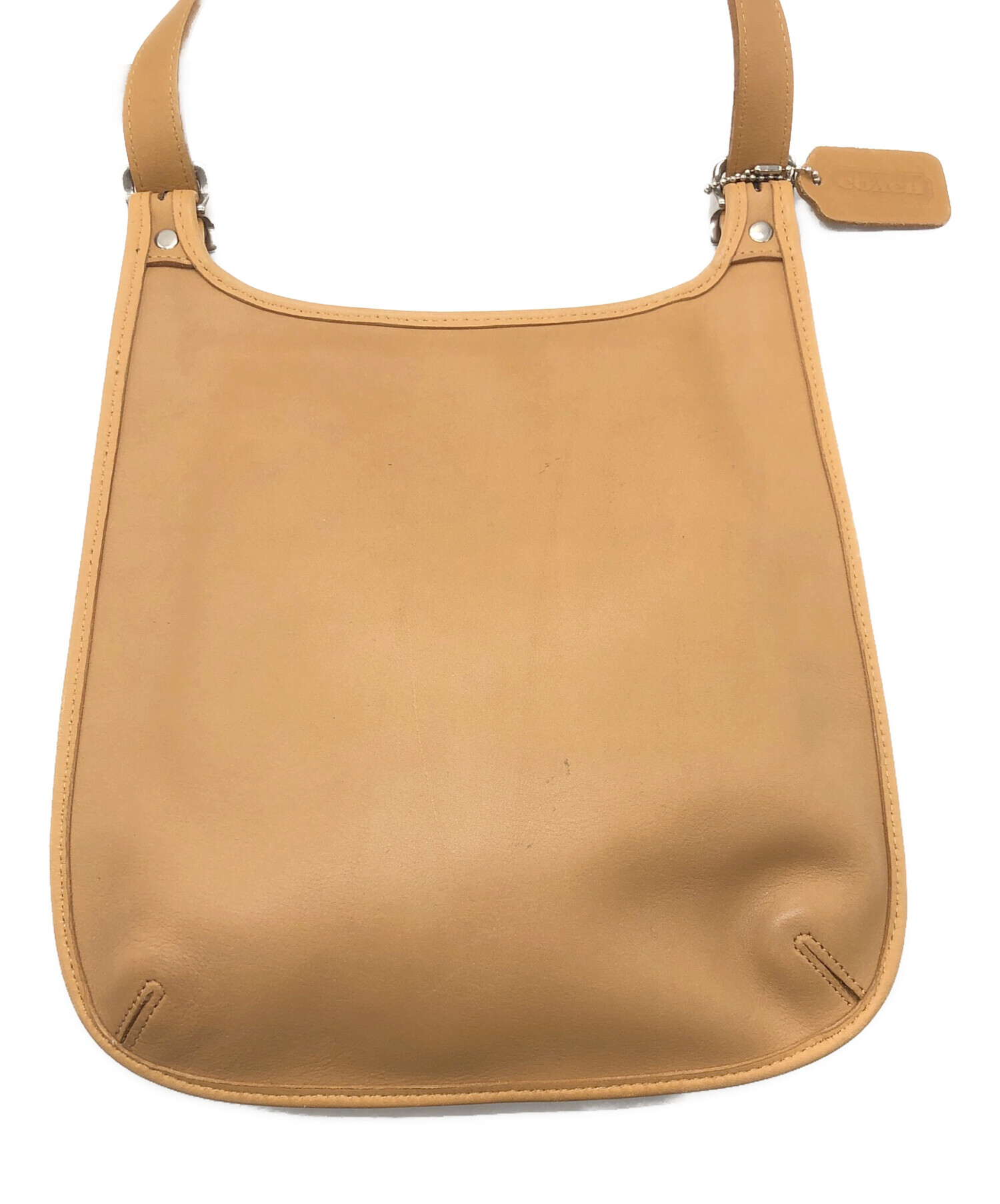 中古・古着通販】COACH (コーチ) レザーショルダーバッグ ベージュ 