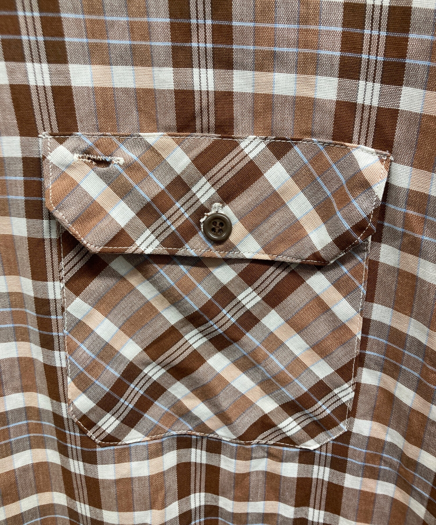 中古・古着通販】Sears (シアーズ) 70s 半袖チェックシャツ ブラウン