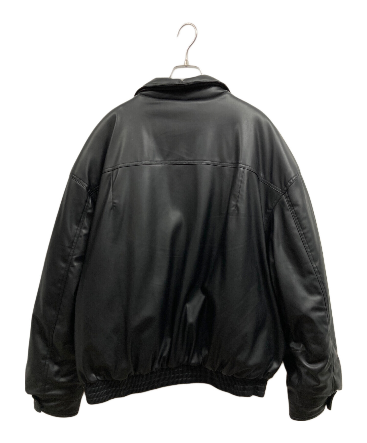 中古・古着通販】ZARA (ザラ) フェイクレザー 中綿ジャケット ブラック