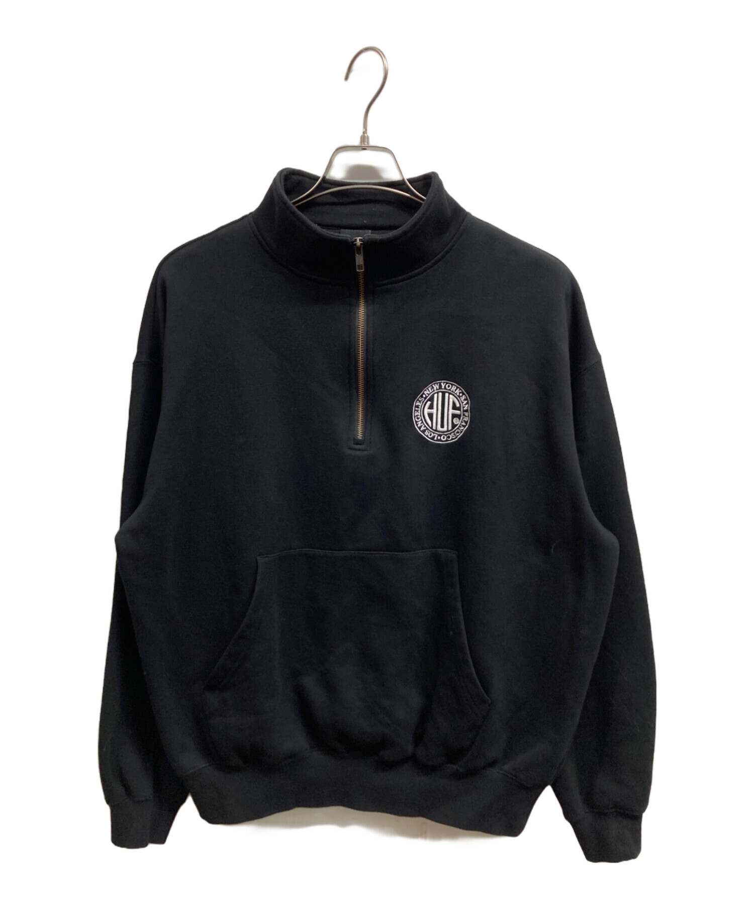 中古・古着通販】HUF (ハフ) ハーフジップスウェット ブラック サイズ 