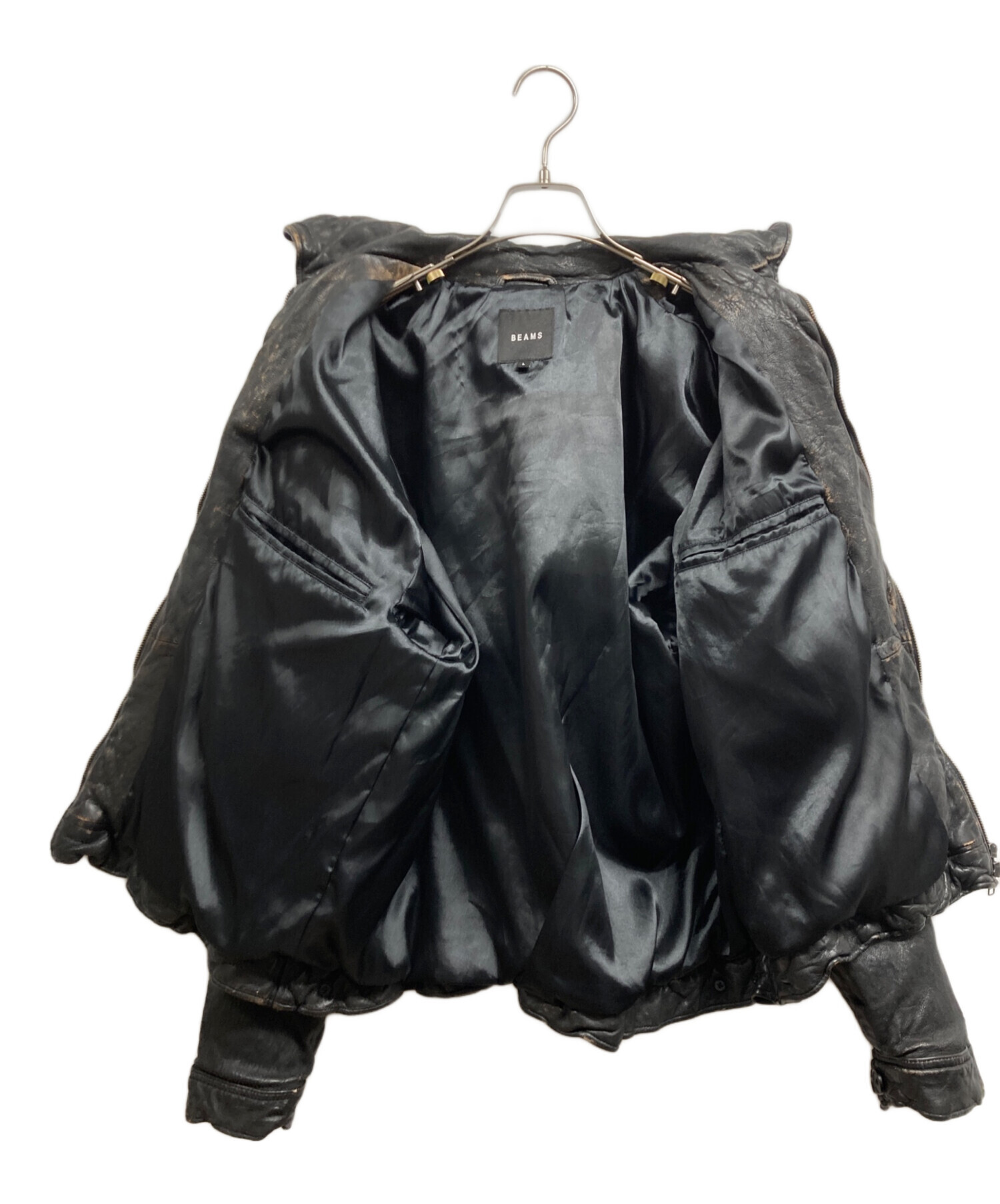 中古・古着通販】BEAMS (ビームス) ユーズド加工 レザー ジップ 