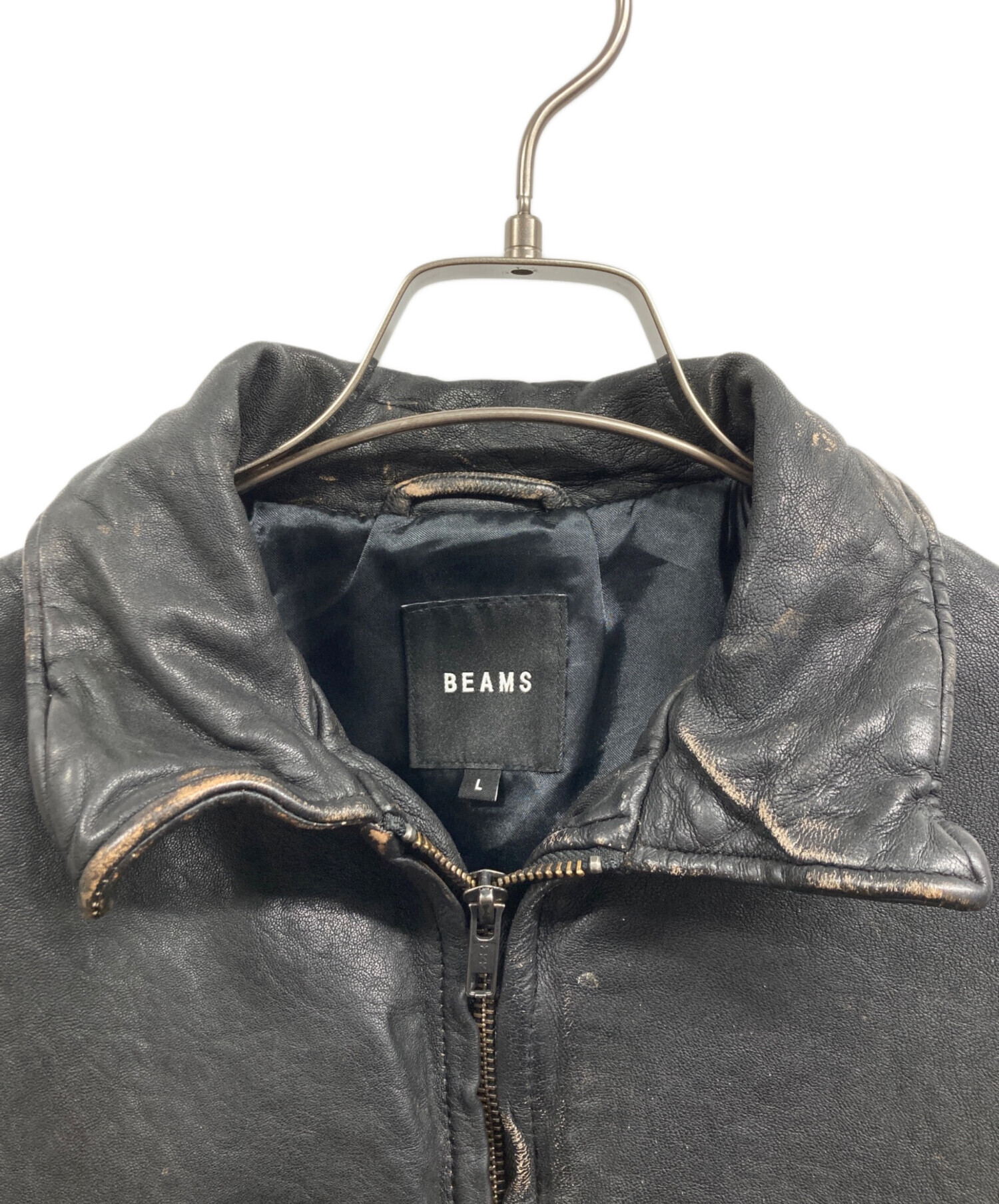 中古・古着通販】BEAMS (ビームス) ユーズド加工 レザー ジップ 