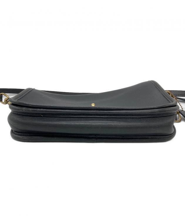 中古・古着通販】COACH (コーチ) レザーショルダーバッグ ブラック