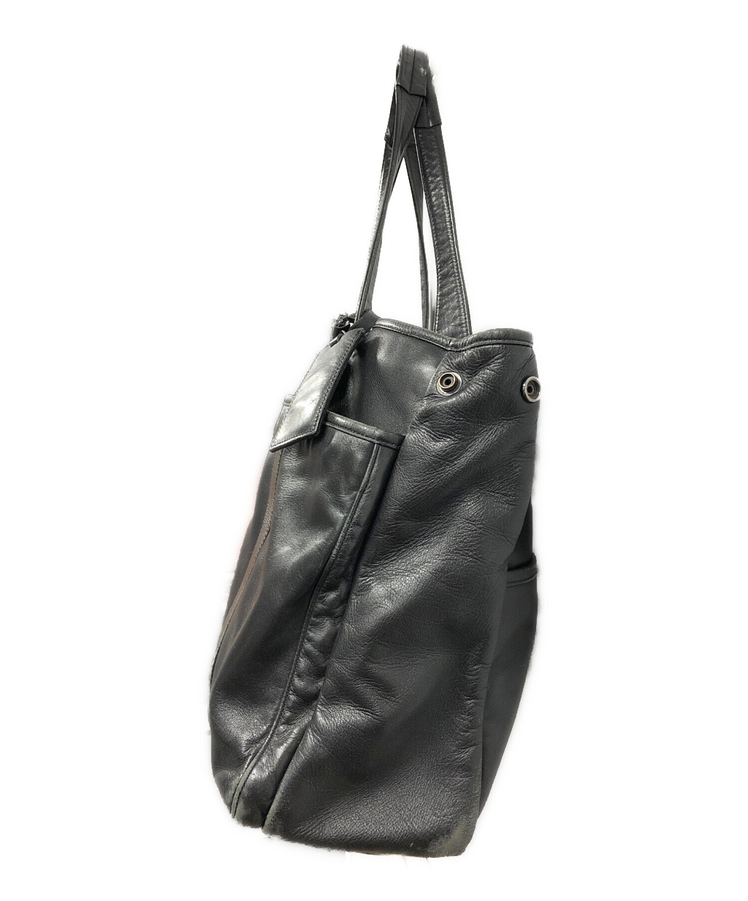 LUGGAGE LABEL ラゲッジレーベル PVCレザー ラージトートバッグ黒 中古・古着通販】LUGGAGE LABEL (ラゲッジ レーベル) レザートート