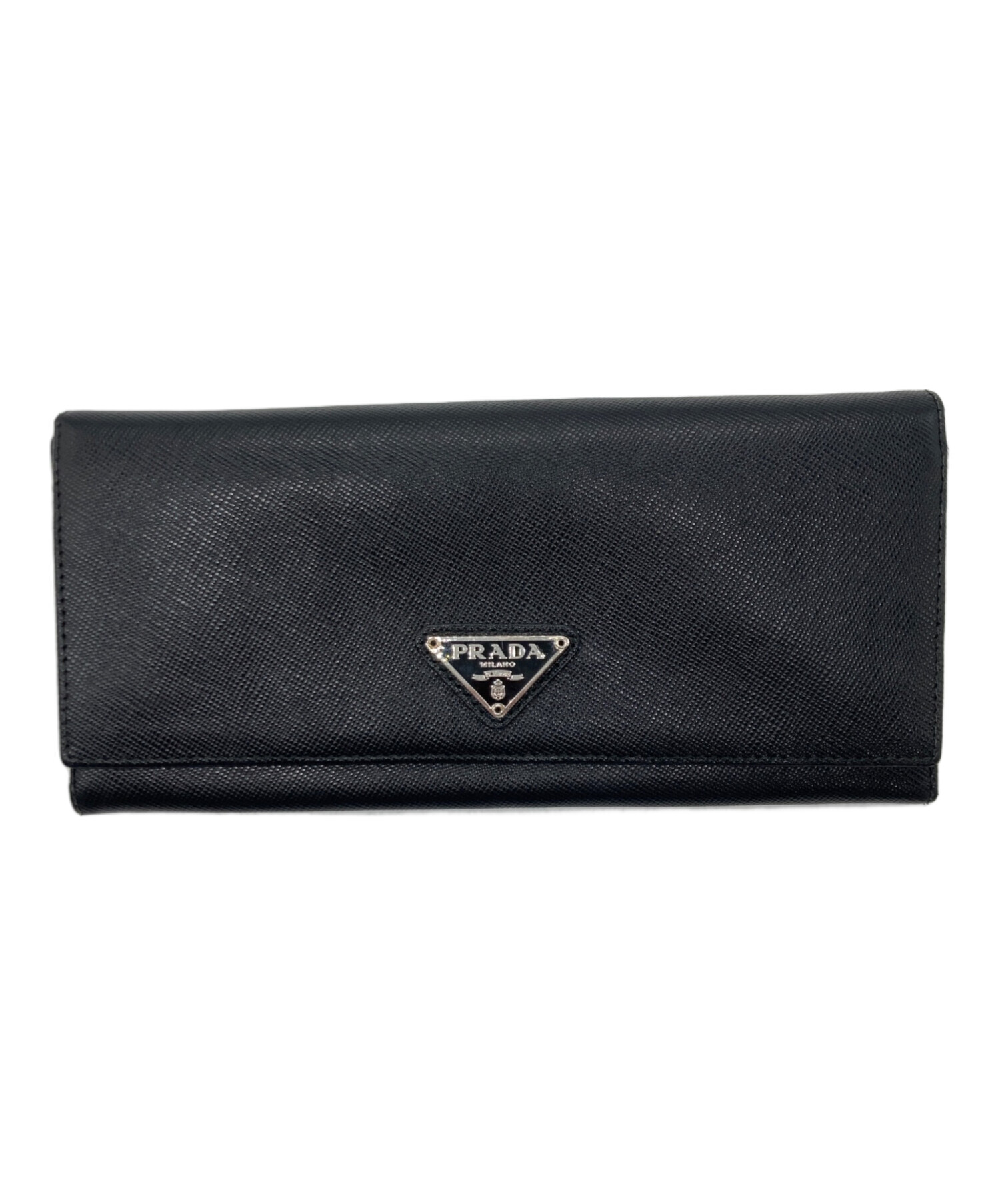 中古・古着通販】PRADA (プラダ) 2つ折り長財布 ブラック｜ブランド 